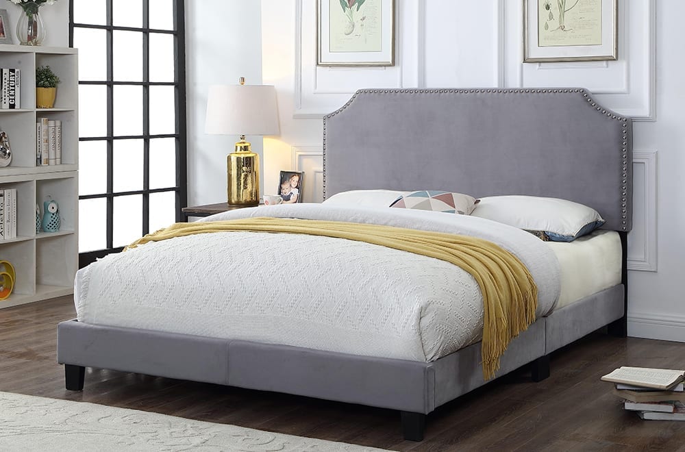 Luxury Grey Velvet Adjustable Bed Frame - Queen/King/Full Size Options (Model #2116) for Modern Bedroom & Guest Room Decor
