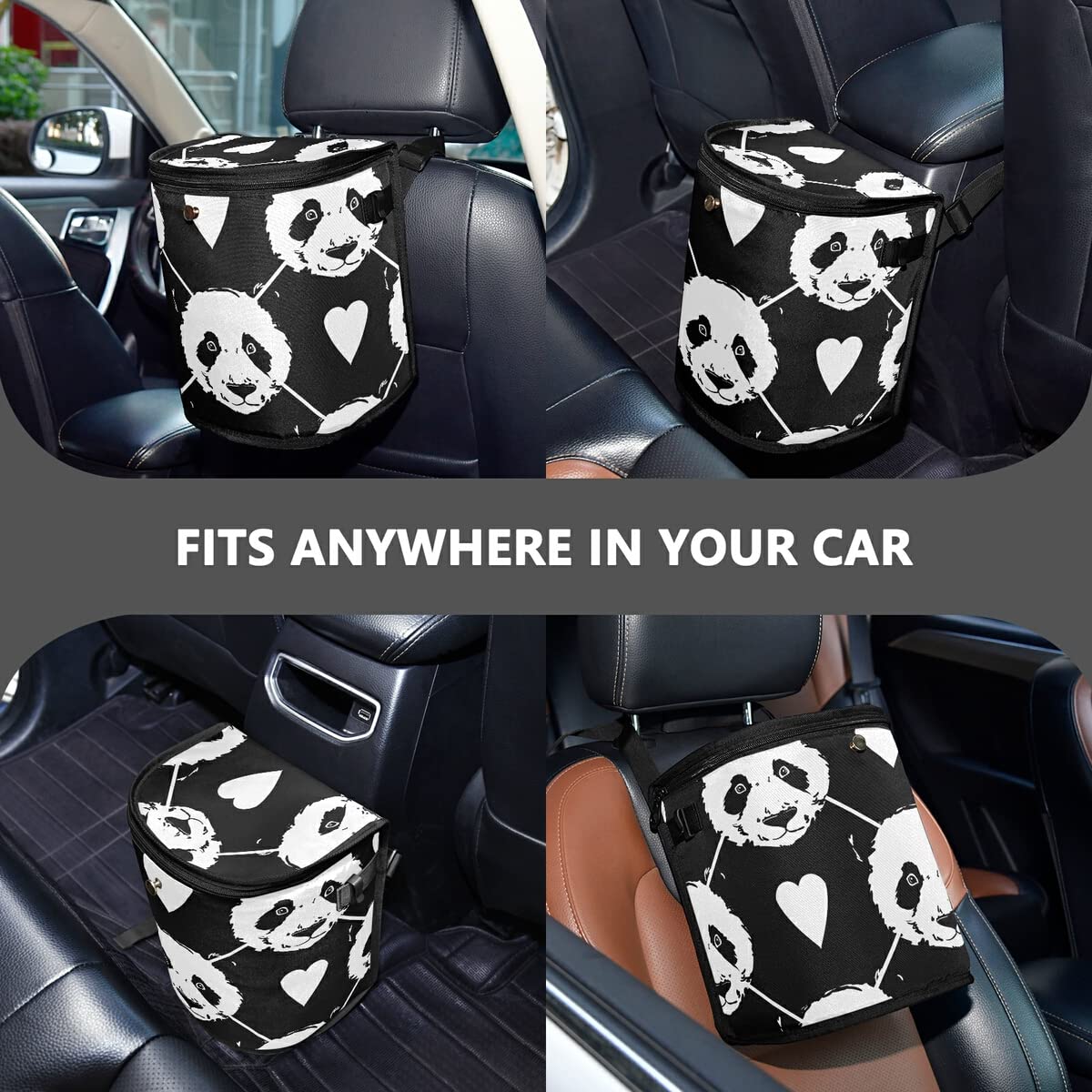**MCHIVER Cute Panda Baby Car Trash Can - Leak-Proof Hanging Garbage Bag Organizer, Dustbin & Waste Basket for Vehicle - Car Accessories for Front Seat, Backseat & Headrest - Perfect for Road Trips, Daily Commute & Family Travel**