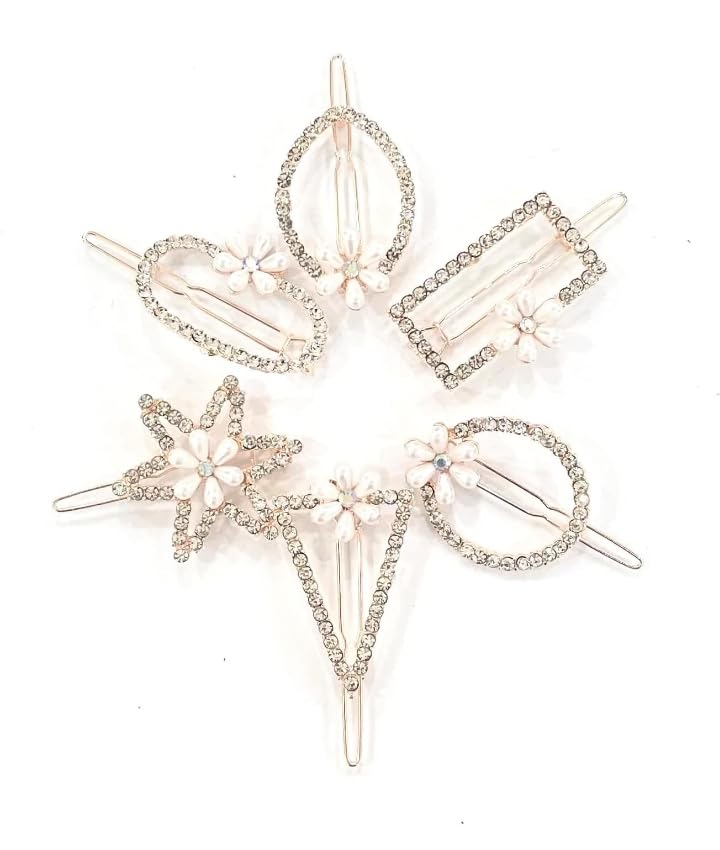 Elegant Geometric Metal Hair Clips for Women - 6 Pack Hair Barrettes & Hairpins for Women and Girls - Perfect for Parties, Weddings and Everyday Styling
