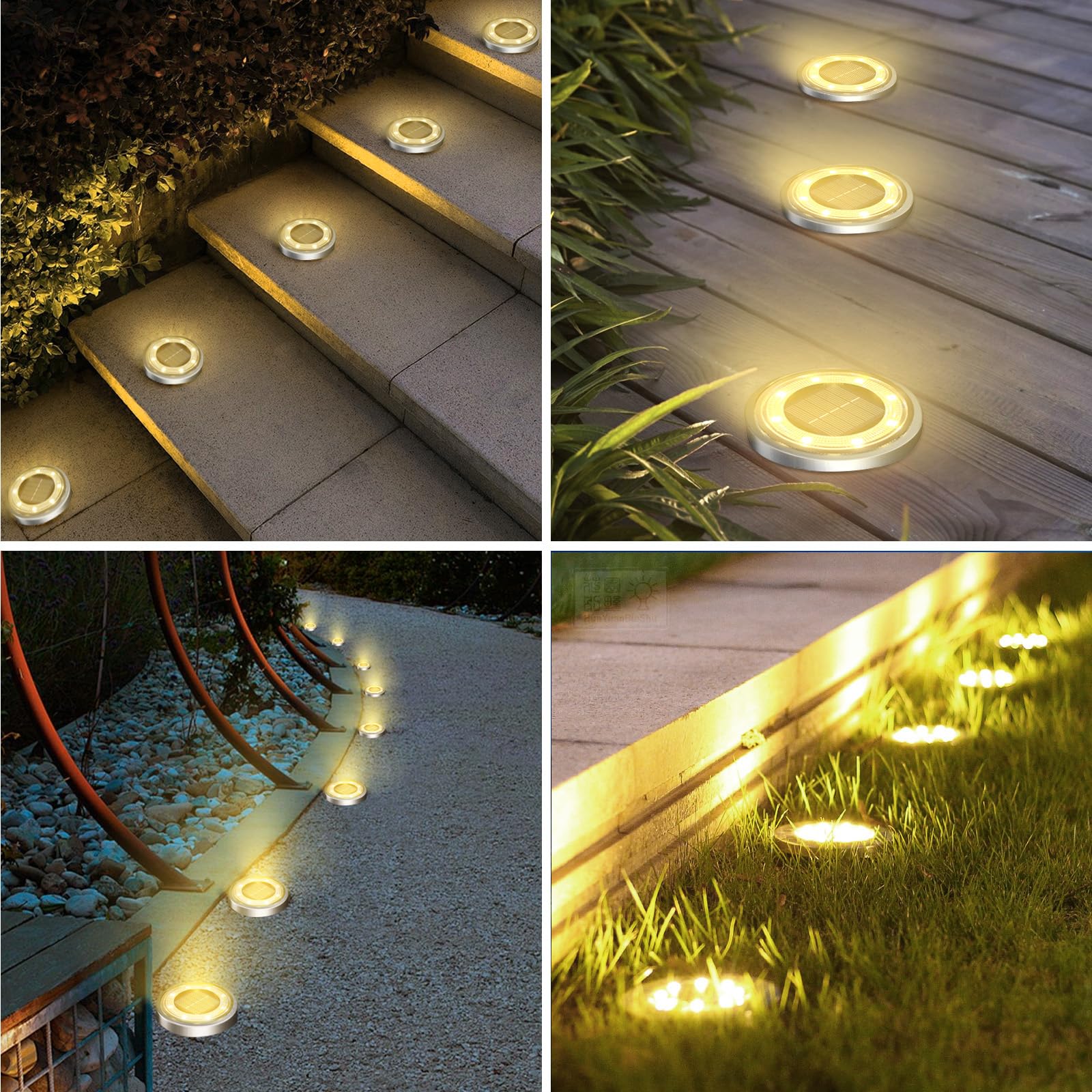 8 Pack Solar Ground Lights Outdoor Waterproof - 3000K Warm White LED Landscape Lighting for Yard, Garden, Pathway, Driveway & Lawn | Perfect for Nighttime Safety & Decorative Outdoor Ambience