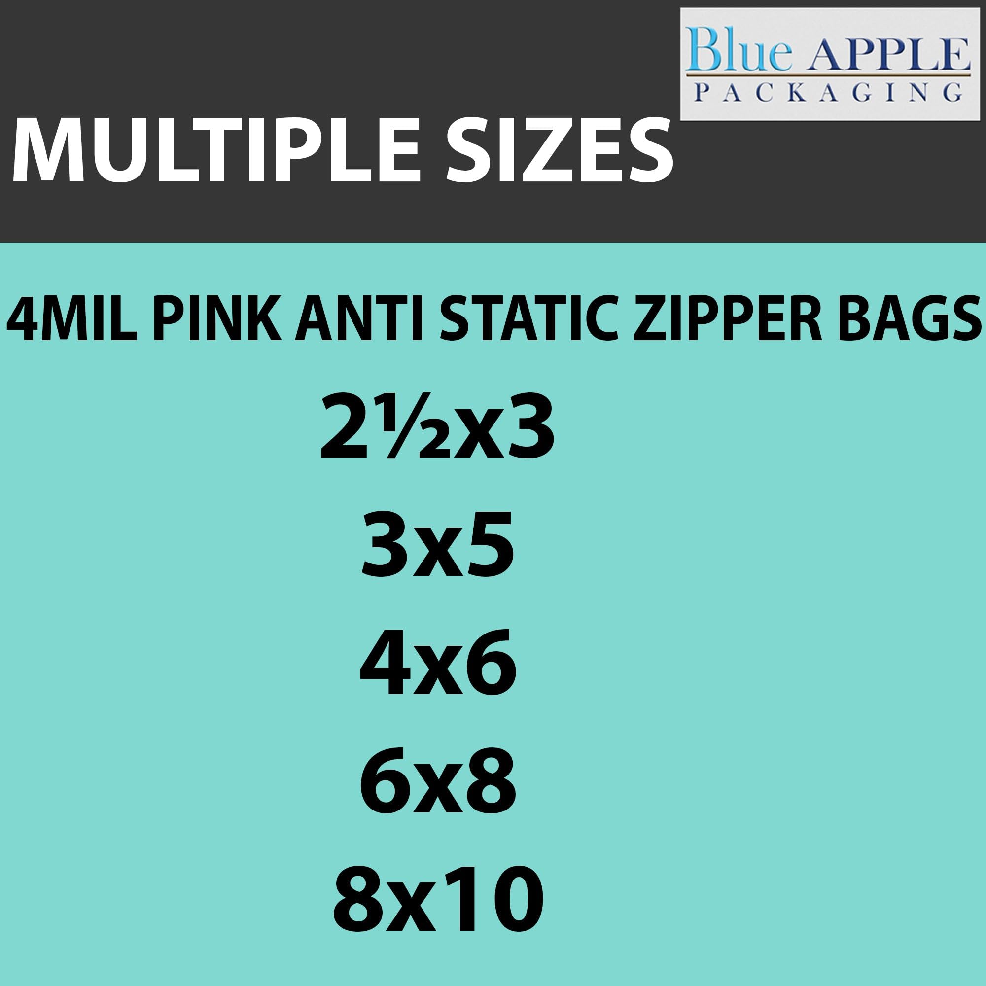 Pink Anti-Static Resealable Plastic Zip Bags 3x5 Inches - 100 Pack 4 Mil Heavy Duty Zipper Storage Bags | Reusable Food Safe Packaging for Jewelry, Crafts, Electronics & Small Business Supplies | Airtight Seal for Organization & Protection