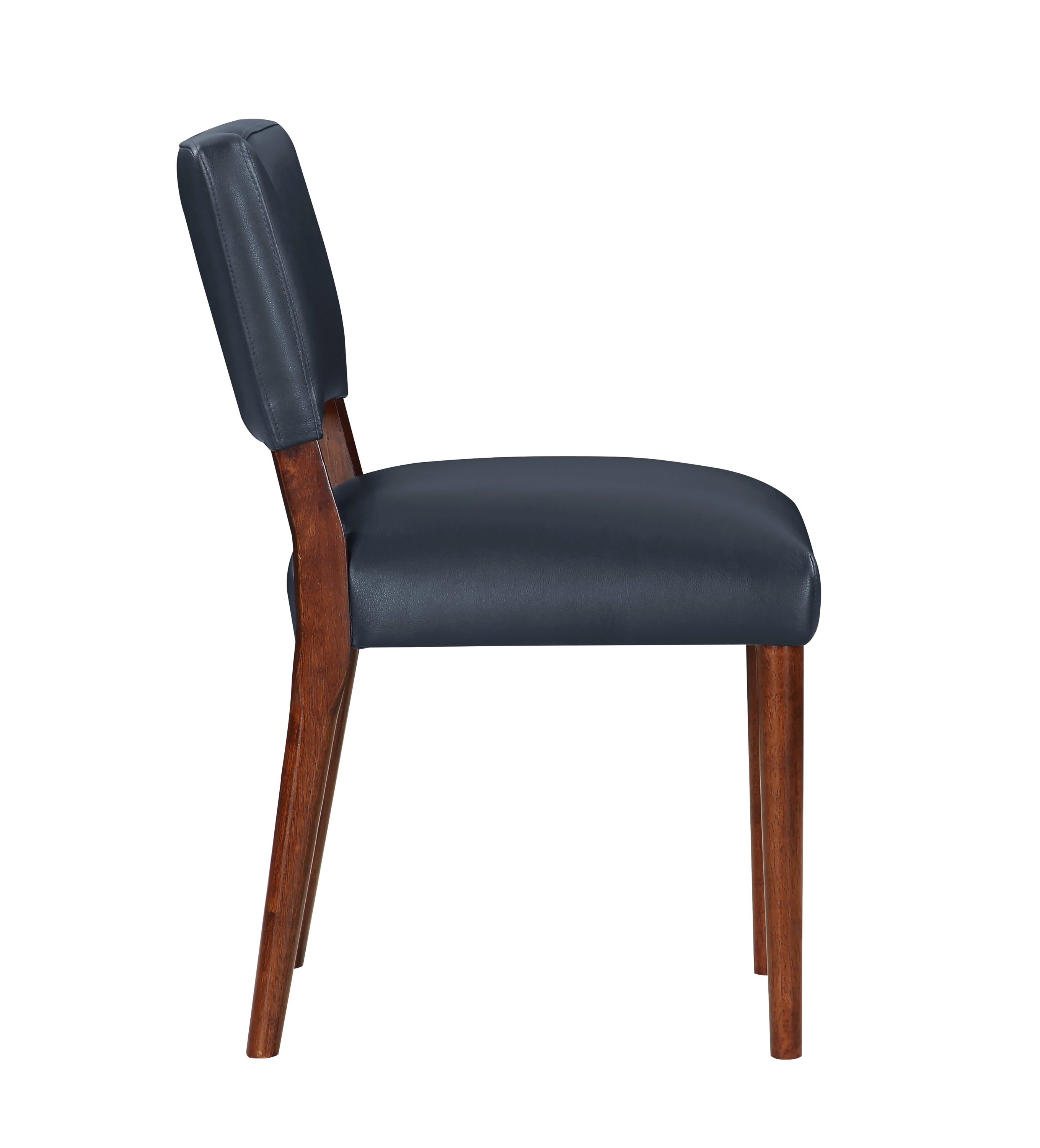 Bryson Midnight Blue Faux Leather Dining Chairs Set of 2 - Modern PU Leather Kitchen Chairs for Dining Room, Breakfast Nook & Home Office