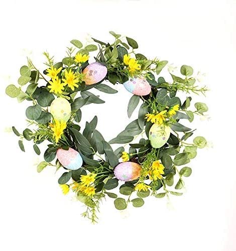 Easter Wreath for Front Door - Spring Floral Cross Wreath with Artificial Eucalyptus Leaves & Flowers, Fall Door Decor, Wall Hanging, Party Decoration - Perfect for Easter Celebrations, Home Decor & Seasonal Festivities