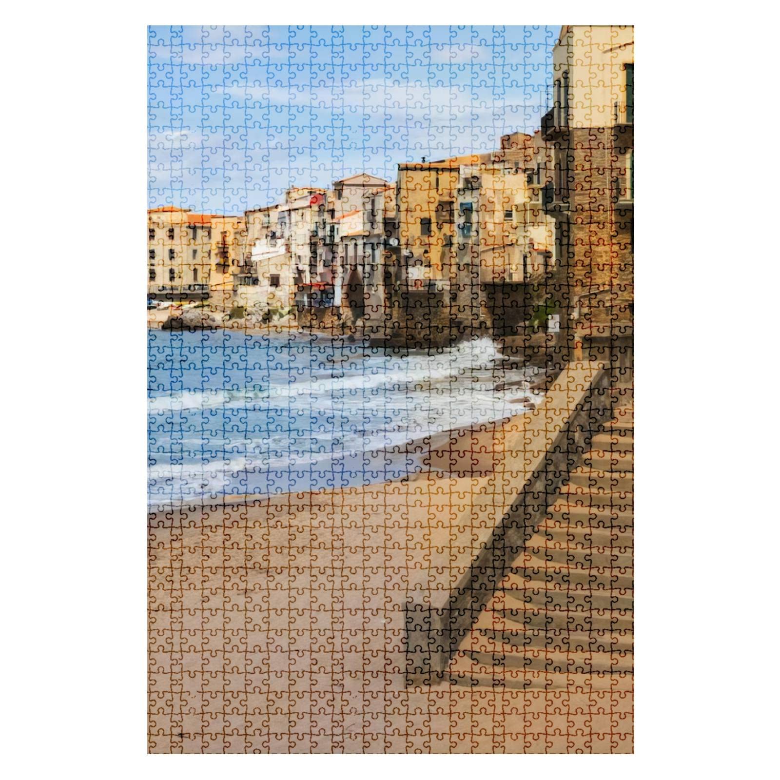 1000 Piece Jigsaw Puzzle - The Beach on The Mediterranean Sea in Cefalu Town | Challenging Puzzle for Adults & Kids | Educational Toy & Gift for Family Game Night, Relaxation & Brain Training
