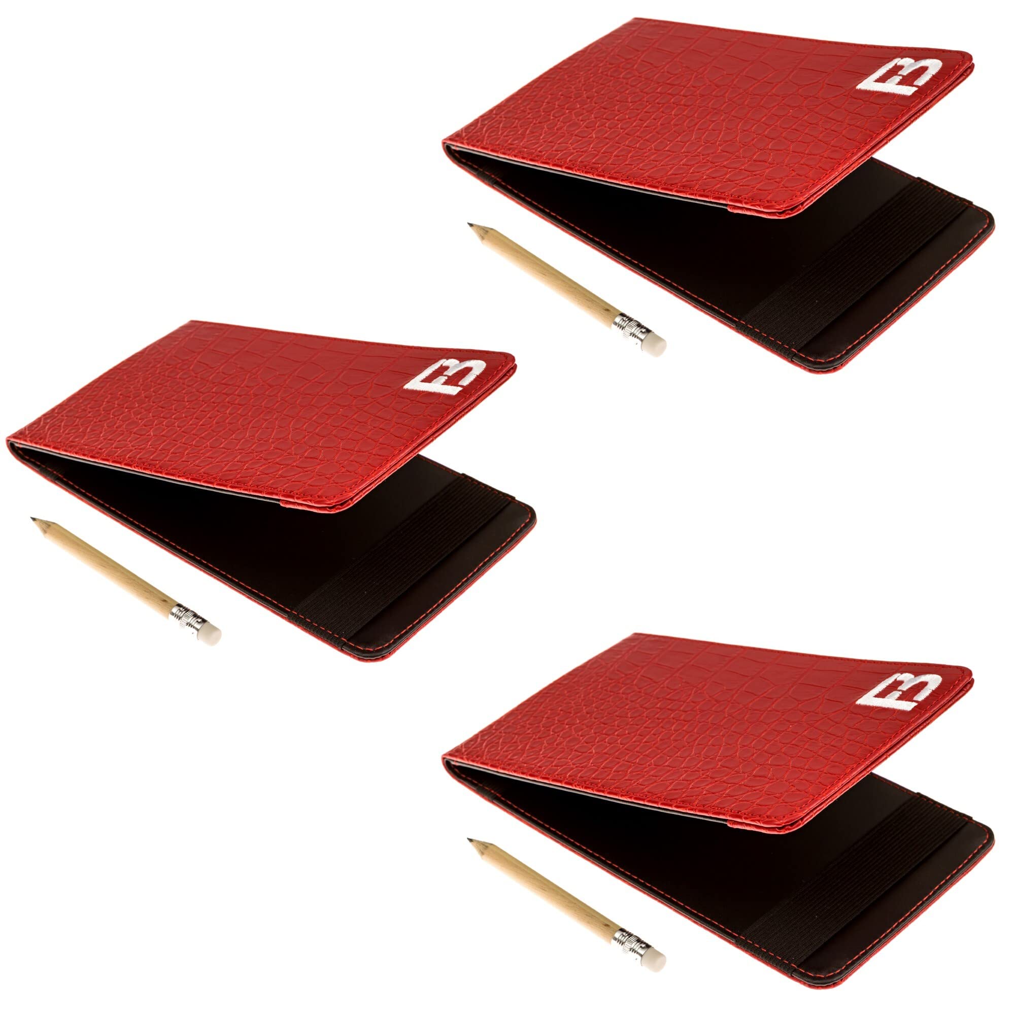 Premium Leather Golf Scorecard Holder & Yardage Book Cover with Free Pencil & Stat Tracker - Durable Golf Accessories for Course Play & Tournament Tracking