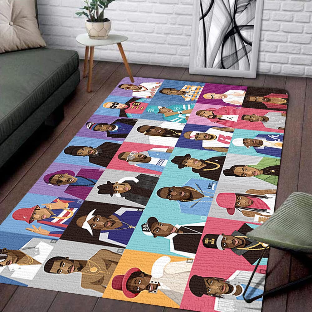 Premium Hip Hop Music Area Rug - Non-Slip Famous Rapper Carpet for Bedroom, Living Room & Studio Decor - Personalized Rap Star Doormat & Dining Room Rug - Perfect for Music Lovers & Hip Hop Fans