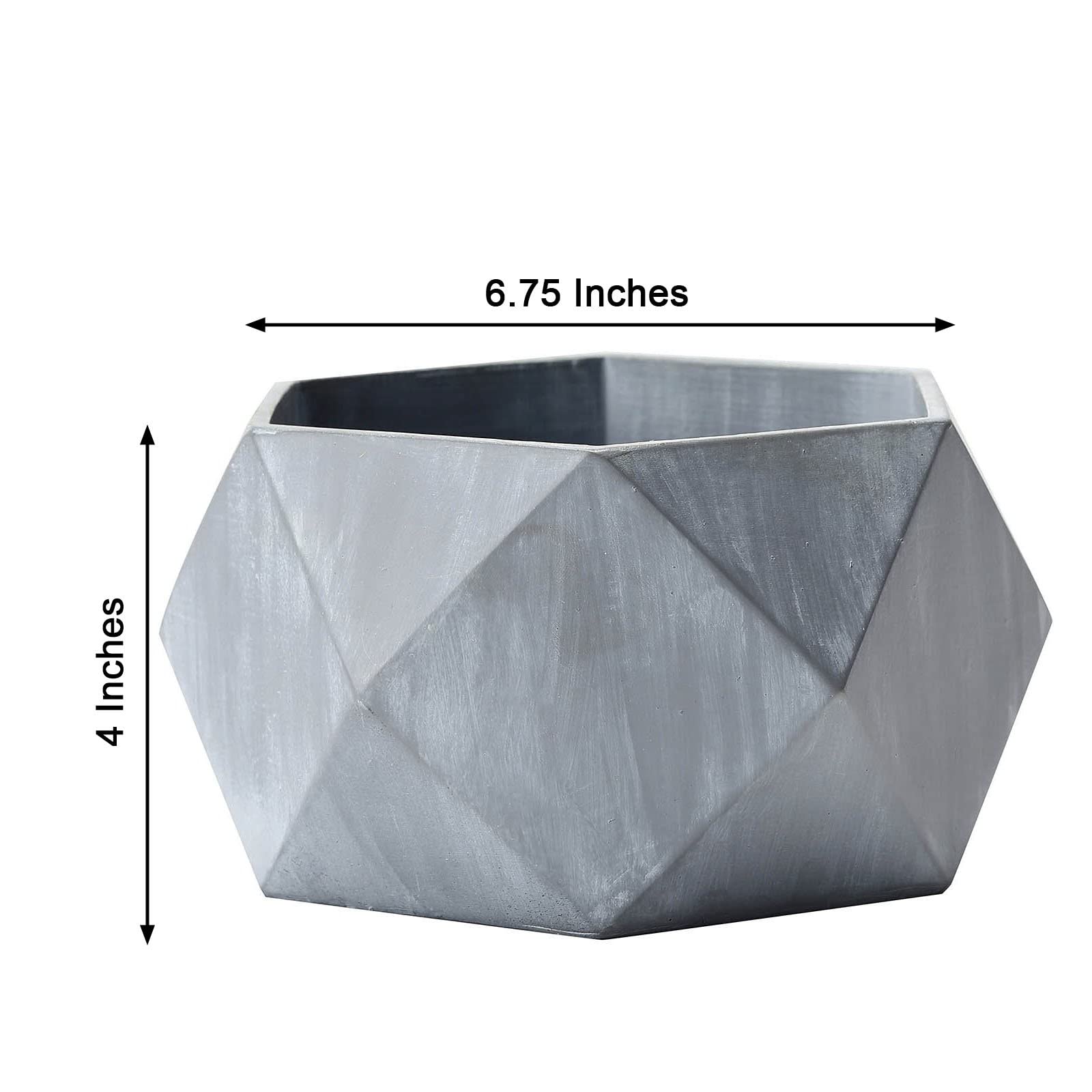 Geometric Gray 4-inch Concrete Flower Pot - Mini Planter for Succulents, Herbs & Small Plants | Wedding Centerpiece, Party Decor & Home Decoration | Perfect for Indoor Tabletop, Office Desk & Garden Decor