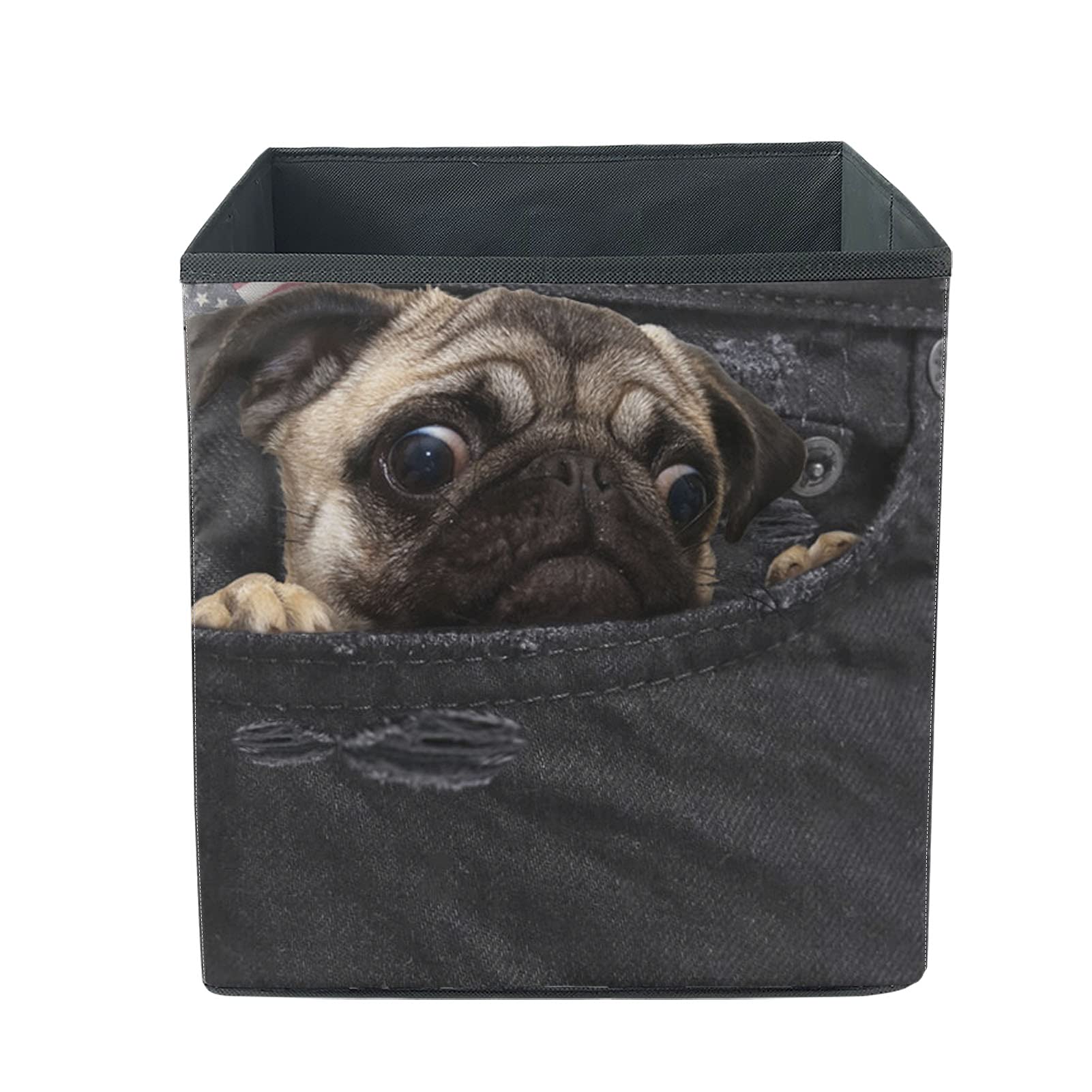 Funny Bulldog Storage Basket - Large Foldable Fabric Bin & Collapsible Organizer for Home, Office, Closet, Toys & Clothes | Perfect for Kids Room, Nursery & Pet Supplies Storage