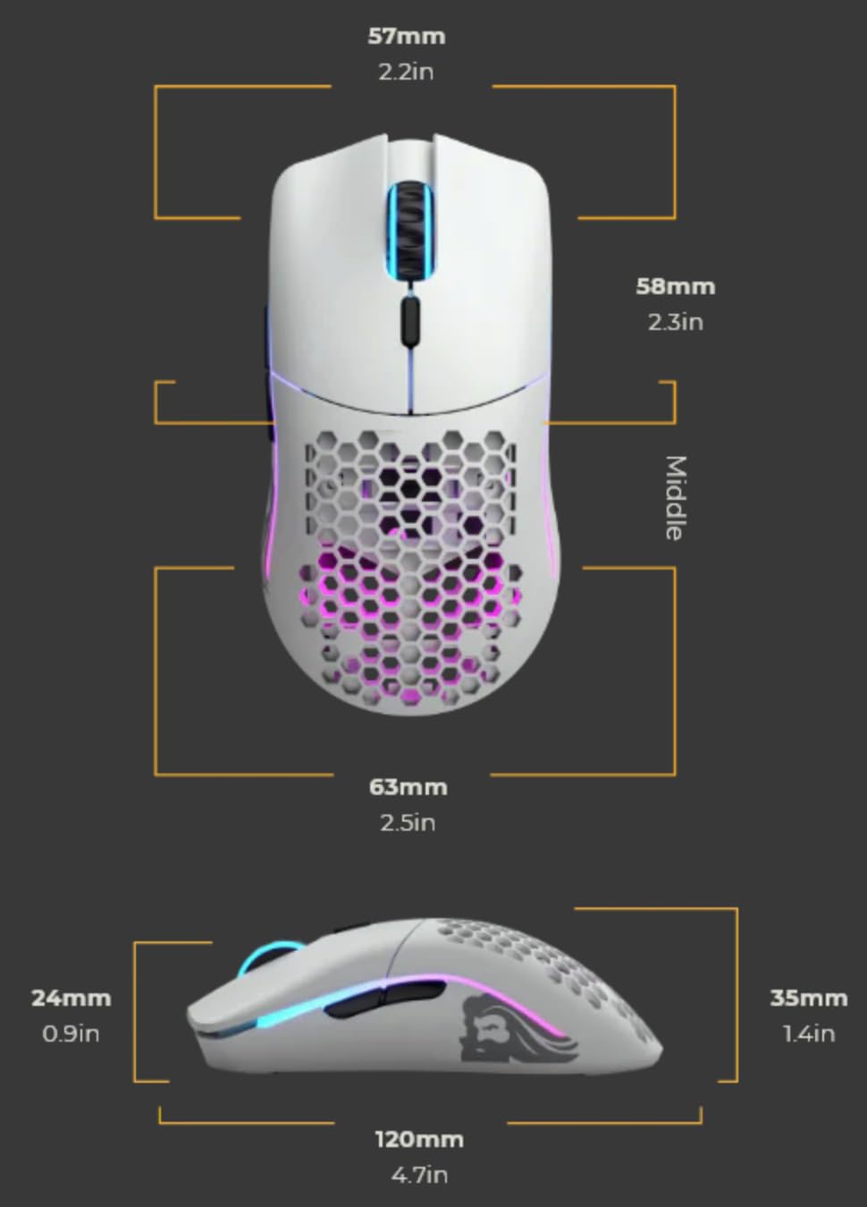Glorious Model O- Wireless Gaming Mouse (Matte White) - Ultra Lightweight 65g, Honeycomb Design, RGB Lighting, Ambidextrous, 2.4GHz Lag-Free Wireless, 71-Hour Battery Life - Perfect for FPS, MOBA & Esports Gaming