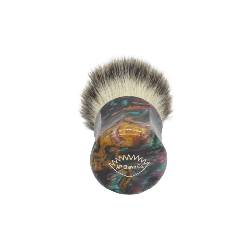 Premium 25mm Mühle STF XLarge Shaving Brush with AP Shave Co. Dark Abalone Resin Handle #173 - Handcrafted by Shavemac for Luxury Wet Shaving & Grooming Rituals