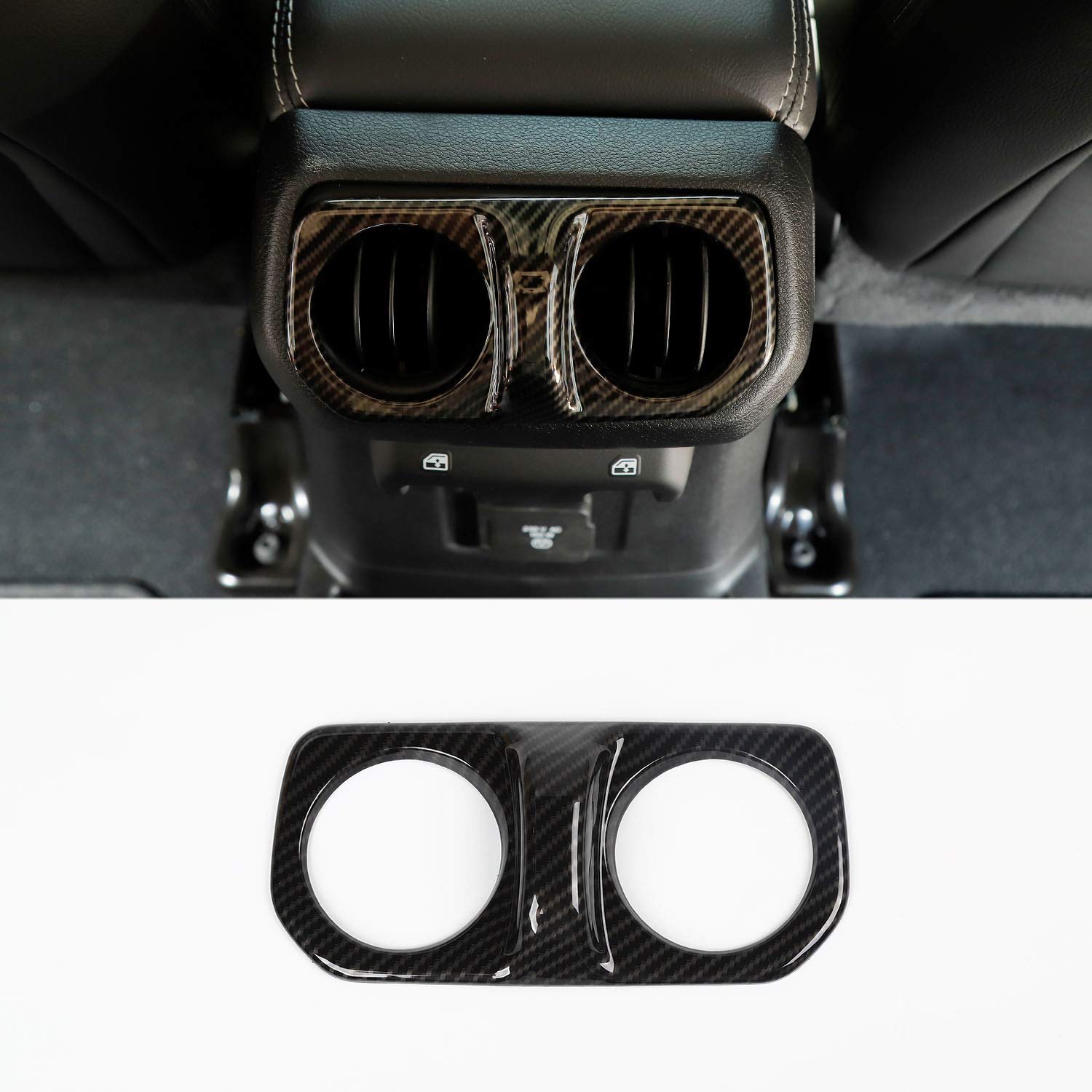Carbon Fiber Rear Air Vent Cover Trim for 2018-2022 Jeep Wrangler JL & Gladiator JT (Sahara/Sport/Rubicon) - Interior Upgrade Accessories for Off-Road & Daily Driving