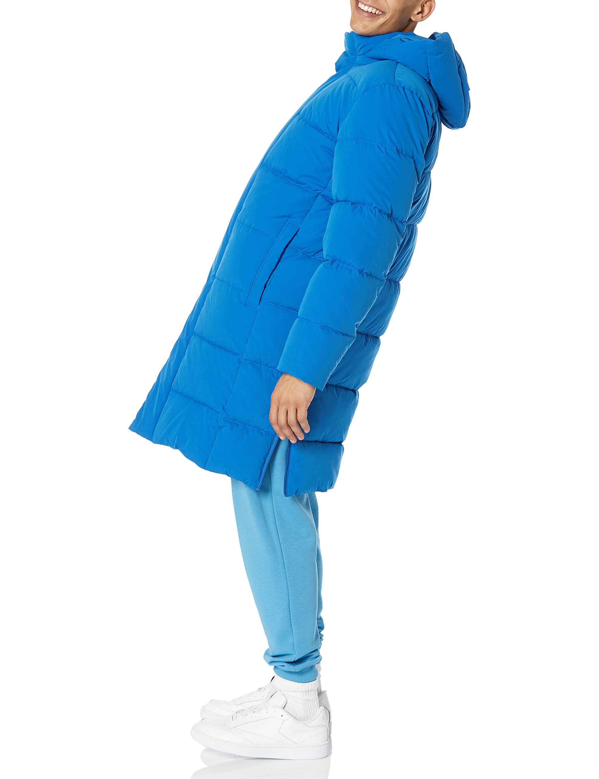 Amazon Essentials Men's Hooded Long Puffer Coat - Winter Warm Jacket for Cold Weather, Lightweight Water-Resistant Outdoor Parka - Perfect for Snow, Hiking & Daily Commute