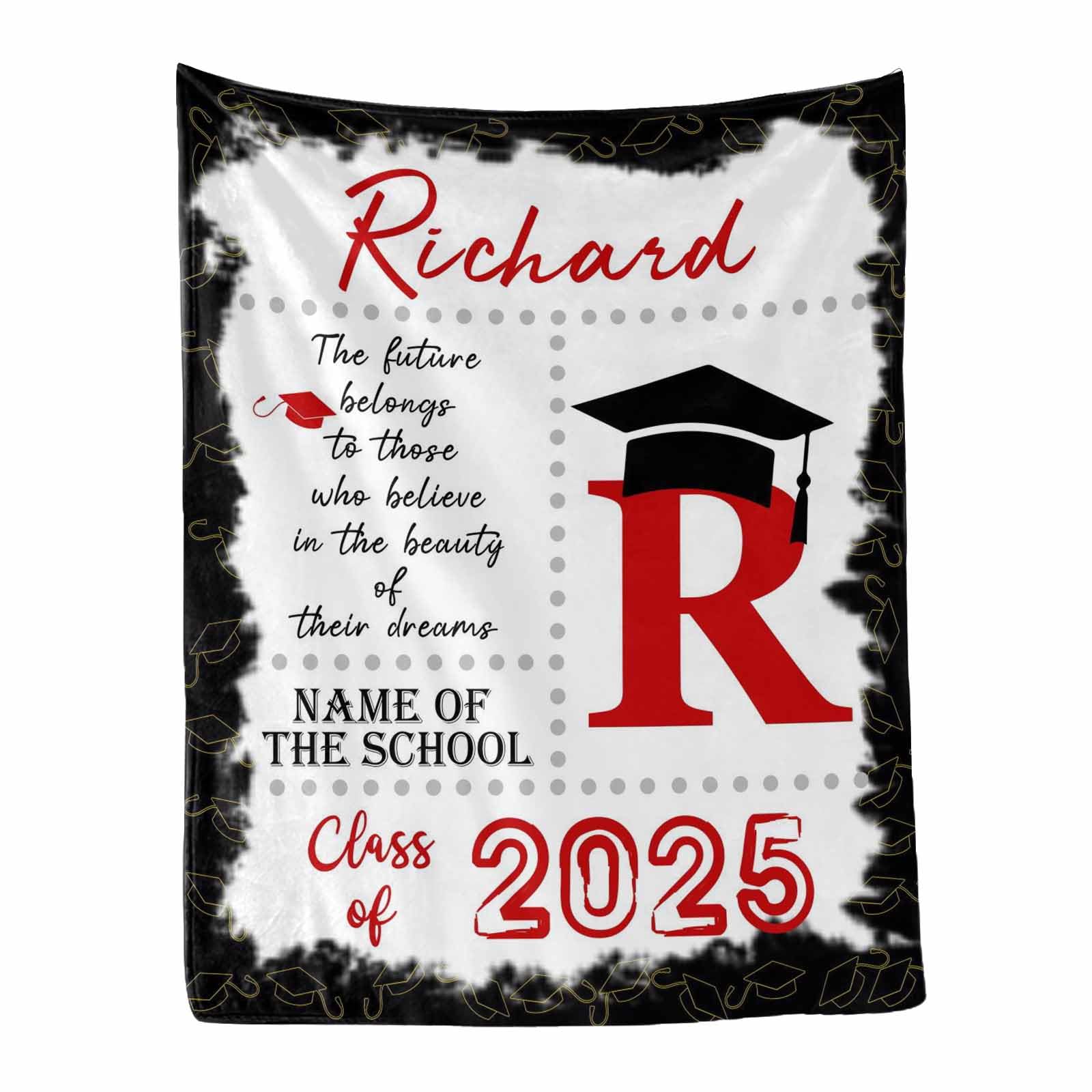 Personalized Graduation Blanket for Granddaughter - Class of 2025 Custom Throw Blanket with 'Future Belongs to You' Design - 30x40 Inch Red College Graduation Gift for Men, Women, Boys & Girls | Perfect for Dorm Rooms, Graduation Parties & Keepsake Memories