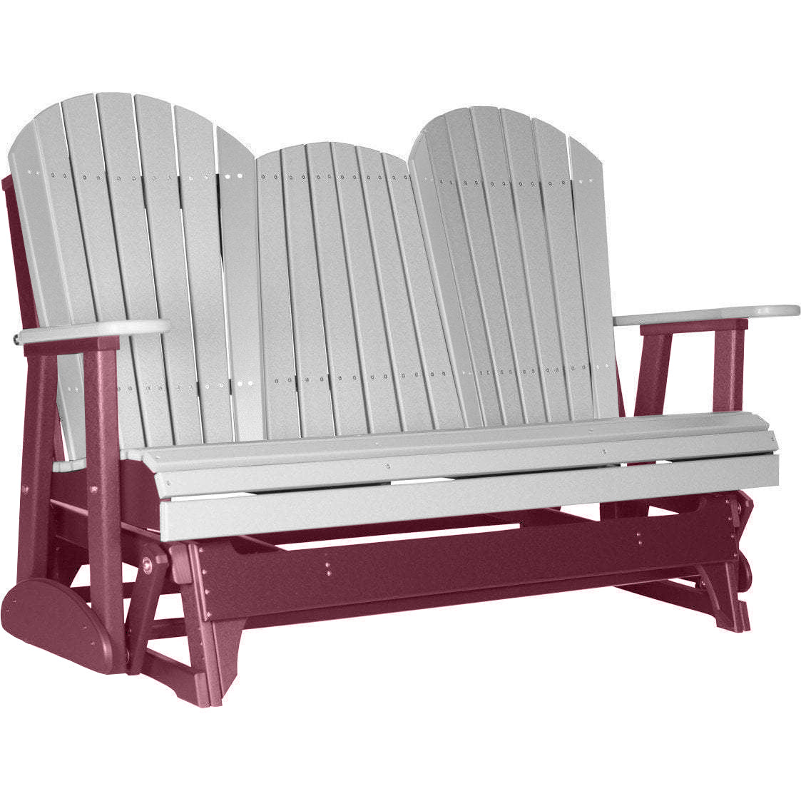 LuxCraft Dove Gray 5 ft. Recycled Plastic Adirondack Outdoor Glider Chair - Eco-Friendly Patio Furniture for Garden, Porch & Backyard Relaxation