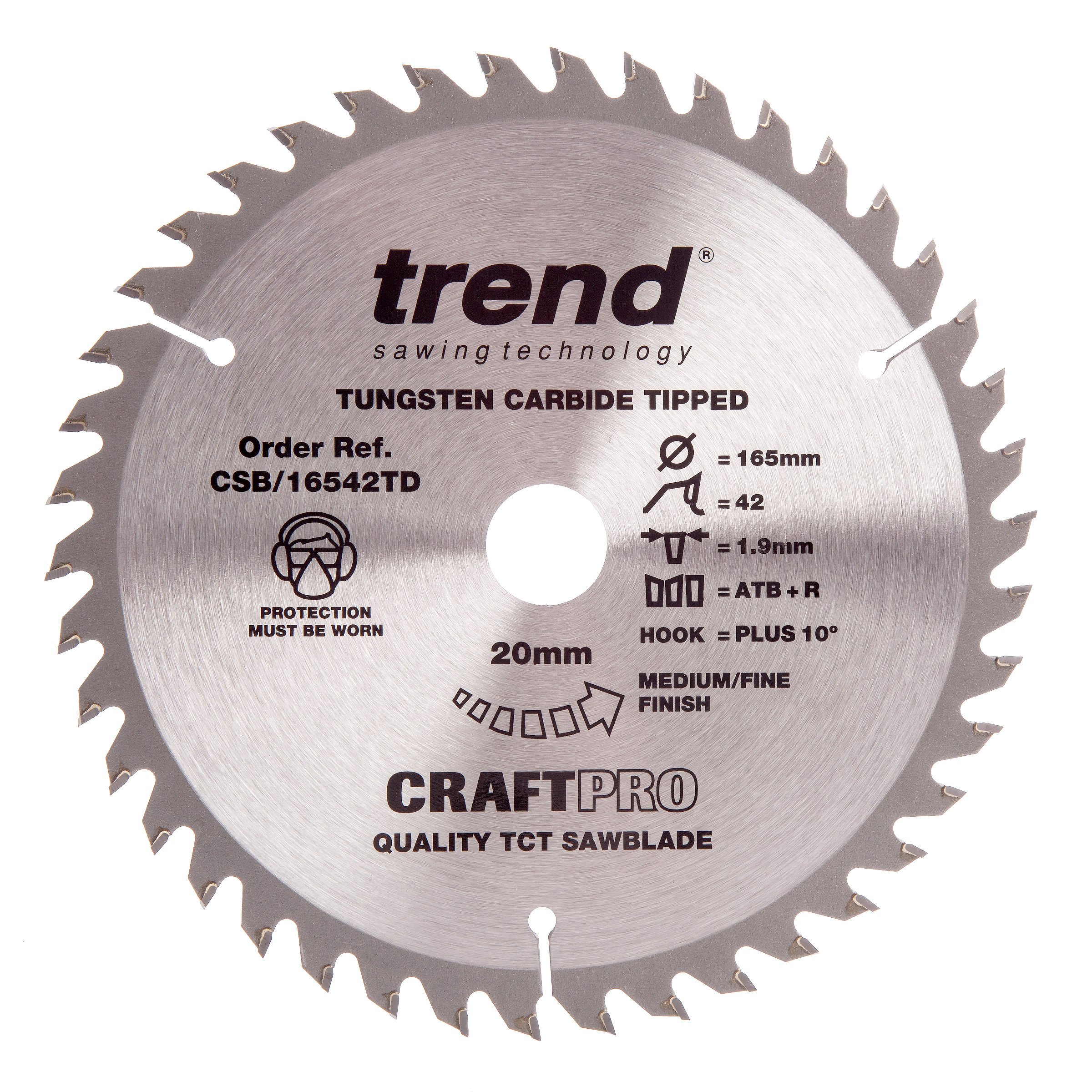 Premium 165mm x 42T Thin Kerf TCT Circular Saw Blade - Tungsten Carbide Tipped for Woodworking | 20mm Bore | Fast Cutting & Durable | Perfect for DIY Projects, Carpentry, and Professional Wood Cutting