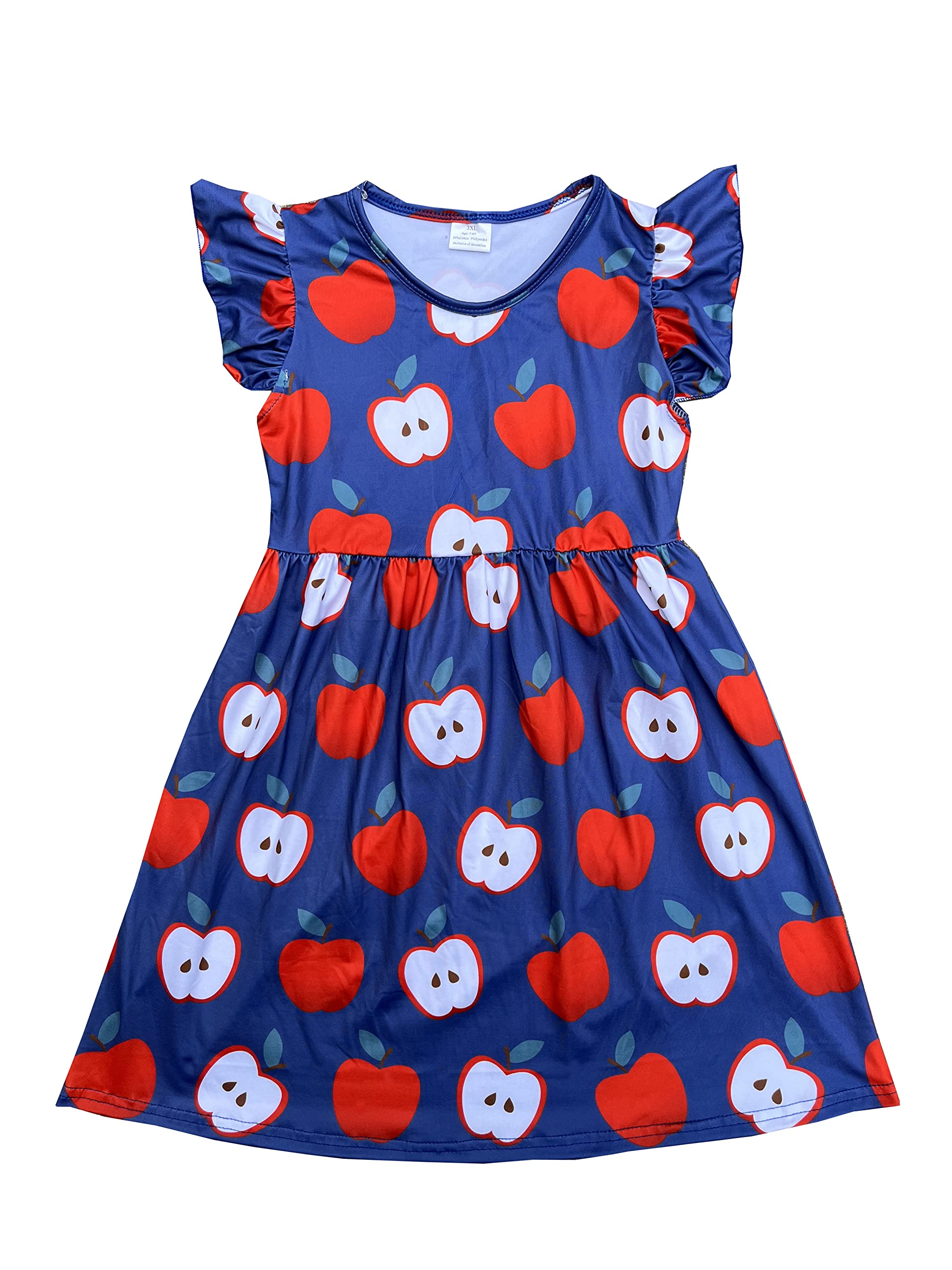 Girls' Back to School Dresses with Apple, Pencil & Notebook Prints - Cute Classroom Outfits for First Day & School Activities