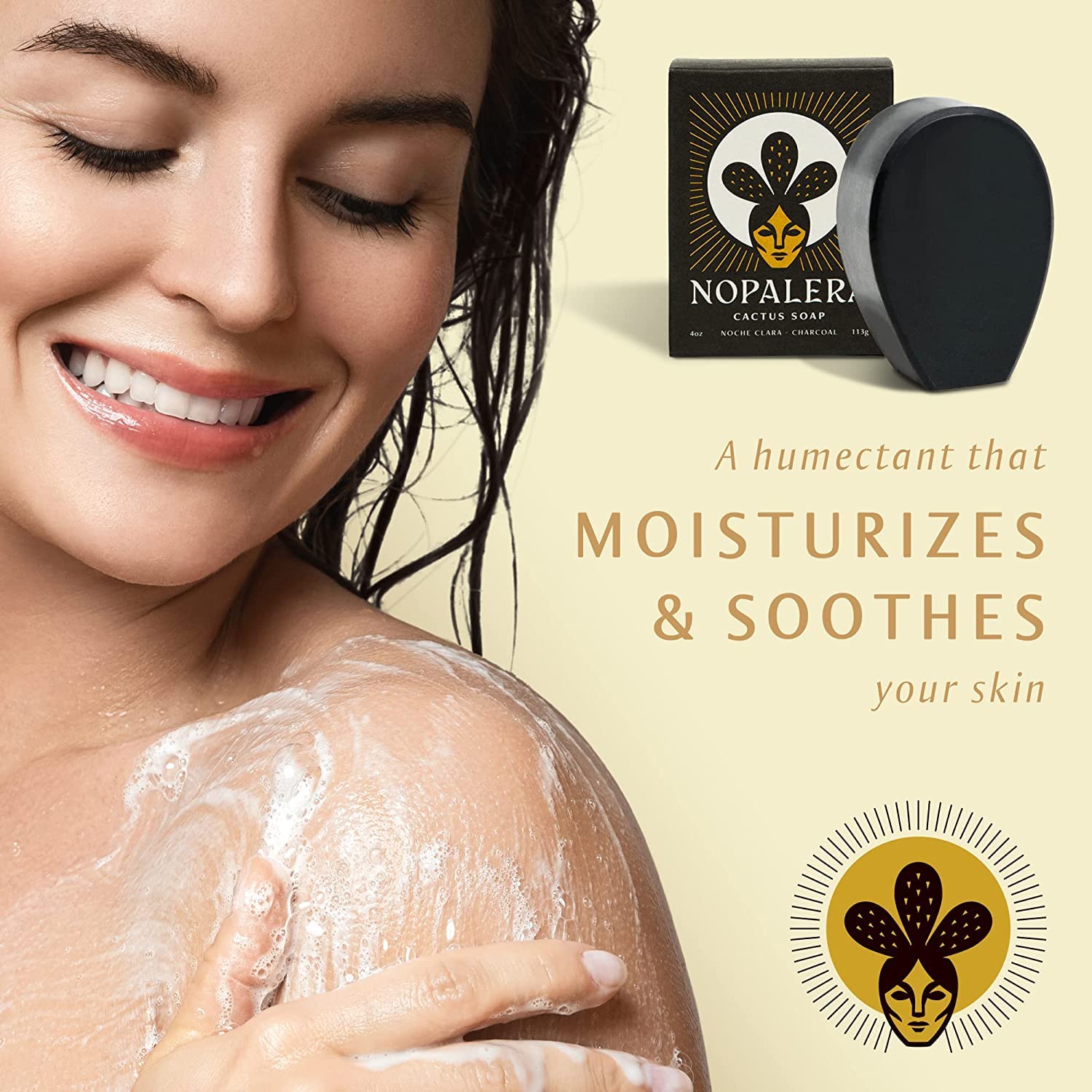 Nopalera Charcoal Bar Soap with Sage & Eucalyptus Essential Oils - Natural Vegan Body & Face Cleanser for Moisturizing & Exfoliating, 4 oz | Deep Cleansing for Acne-Prone Skin & Daily Detox