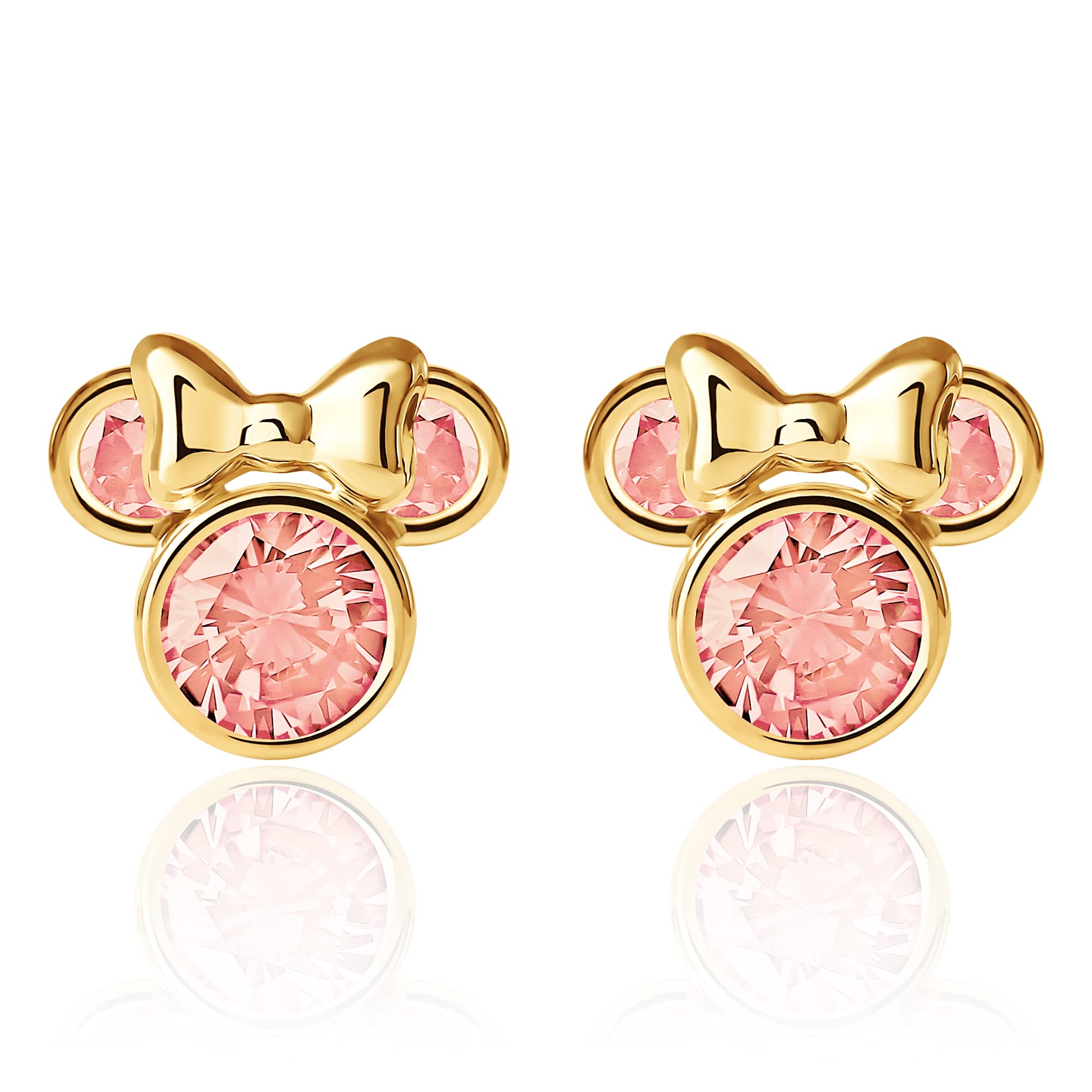 Disney Minnie Mouse Birthstone Stud Earrings for Women - 10K Gold Disney Jewelry - Perfect Gift for Birthday, Anniversary & Disney Fans