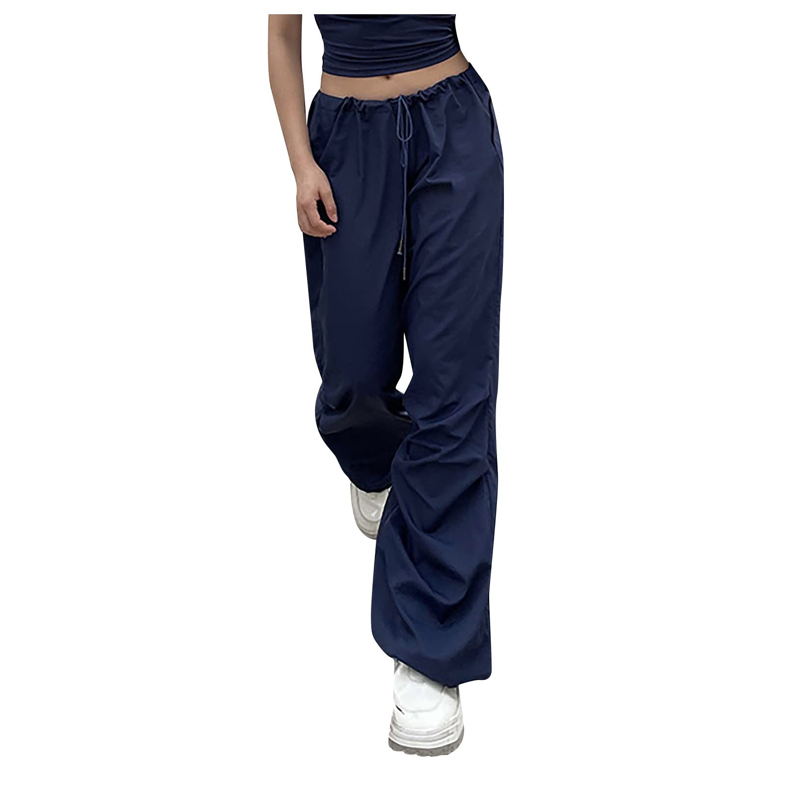 Women's Low Waist Cargo Pants - Baggy Wide Leg Work Pants, Y2K Vintage Harajuku Style for Casual Wear, Jogging & Lounge - Perfect for Streetwear, Workouts & Everyday Fashion