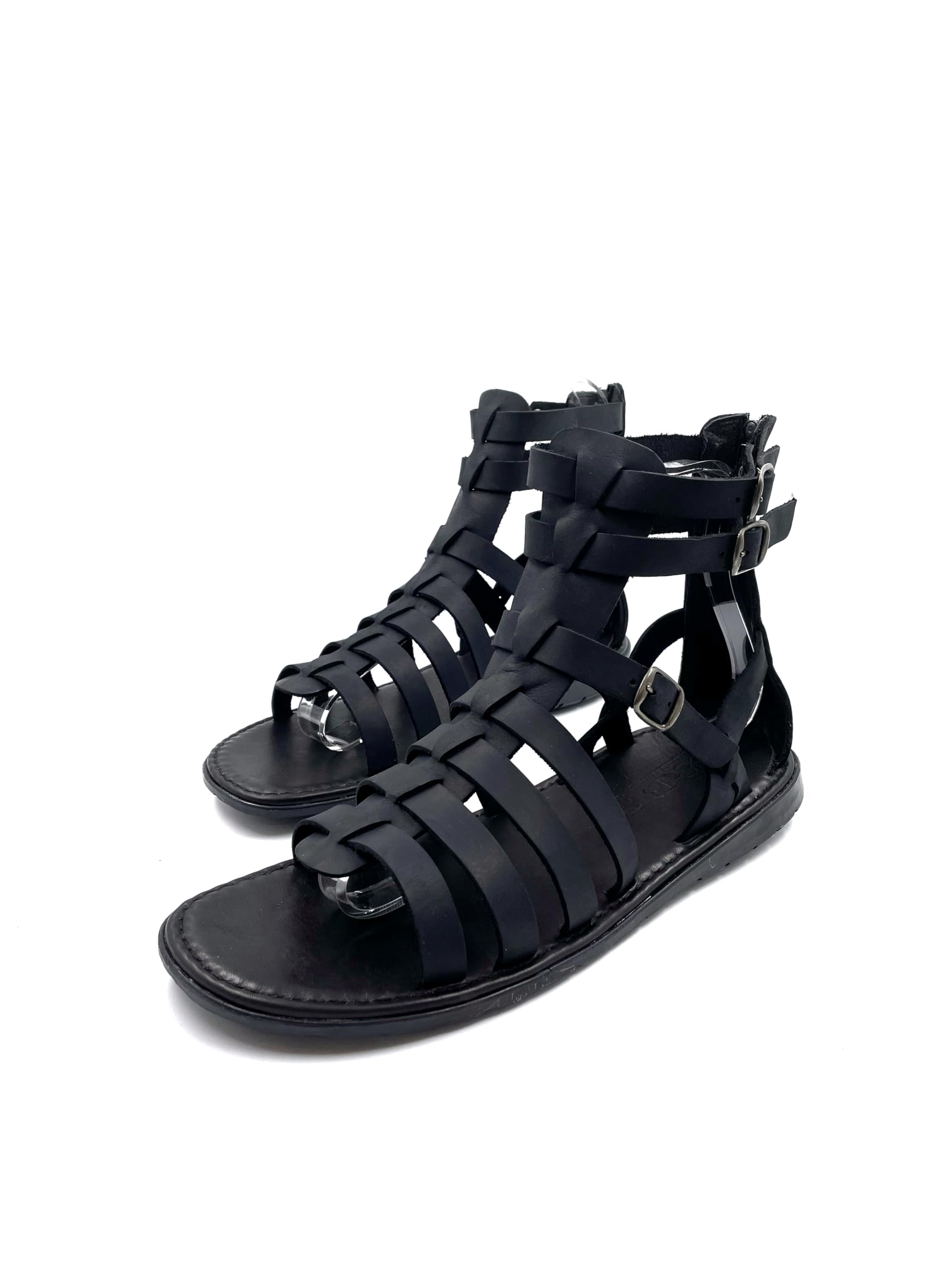 Authentic Greek Gladiator Sandals for Men - Genuine Leather Black Roman Style Sandals - Comfortable & Durable Footwear for Summer, Beach, Cosplay & Historical Reenactment