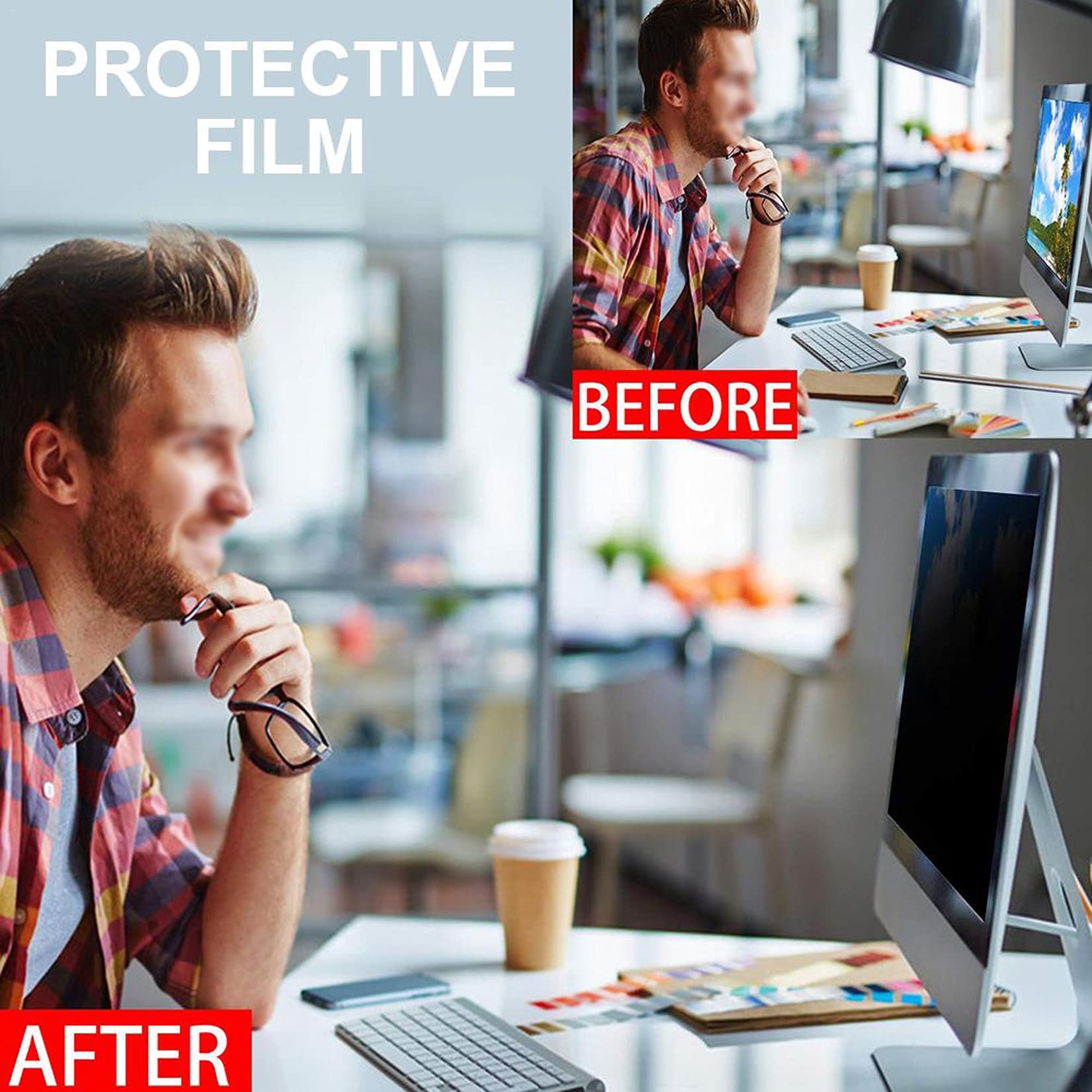 WLWLEO Anti-Glare & Anti-Blue Light Computer Privacy Screen Protector - Hanging Anti-Peeping Panel for 12-27 Inch Desktop & Laptop Monitors - Ideal for Office, Home, and Public Use
