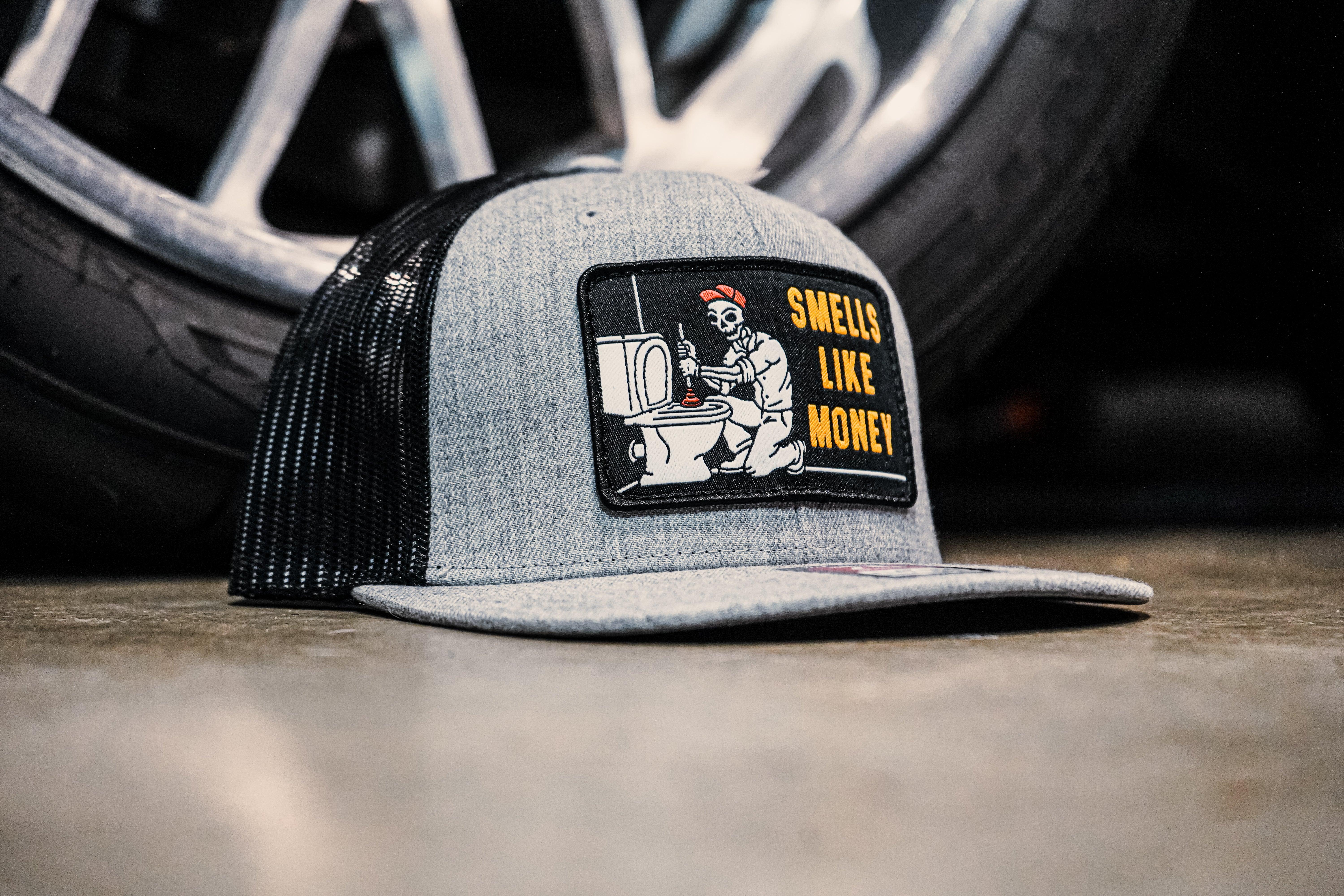 Smells Like Money Meshback Cap - Grey & Black Adjustable Baseball Hat for Men & Women | Perfect for Outdoor Sports, Casual Wear & Street Fashion