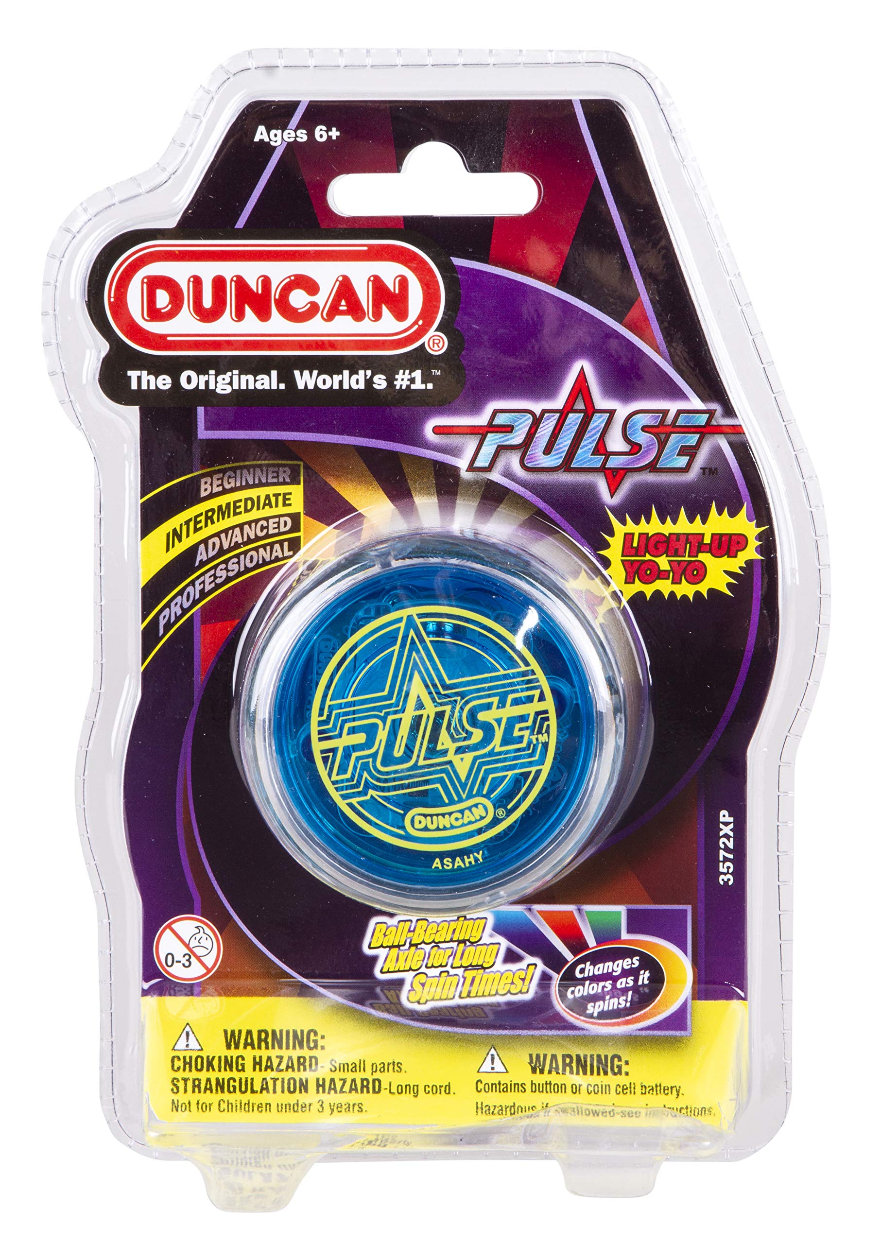 Duncan Toys Pulse LED Light-Up Yo-Yo - Professional Intermediate Yo-Yo with Smooth Ball Bearing Axle & Colorful LED Lights (Clear/Blue) - Perfect for Night Play, Performances & Skill Practice