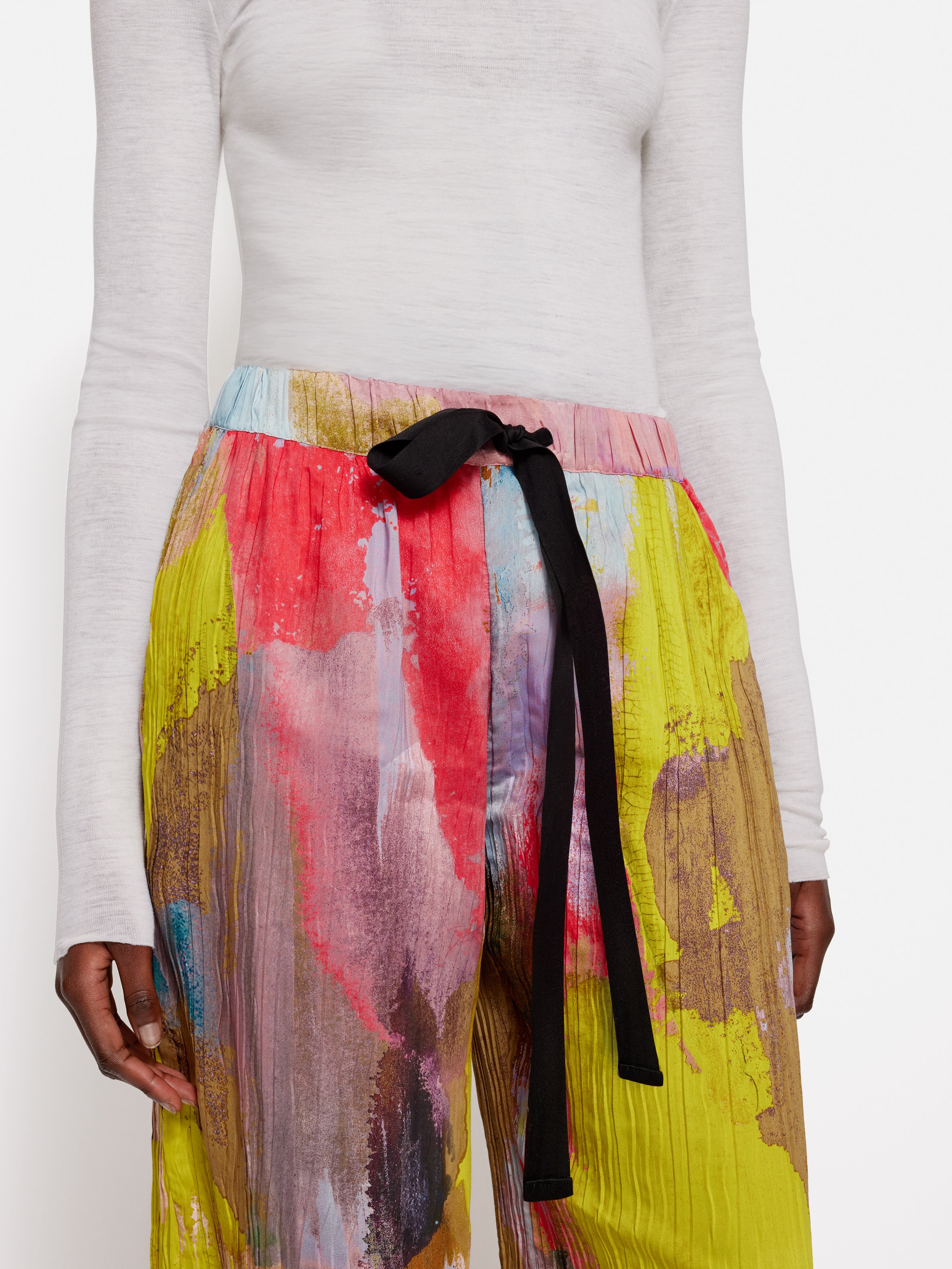 Roksanda Plisse Silk Trousers for Women - Elegant High-Waisted Wide Leg Pants | Multi-Color Options | Perfect for Office Wear, Evening Events & Special Occasions