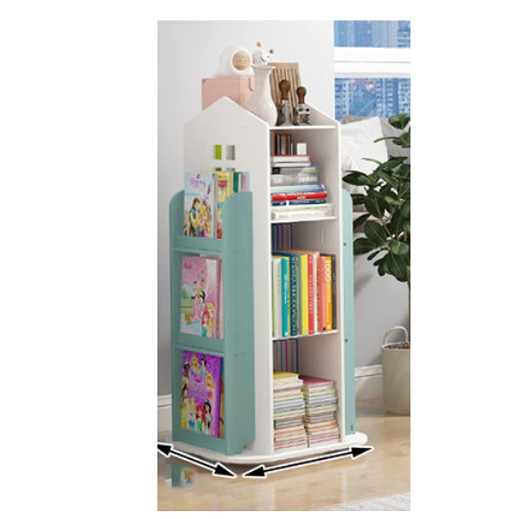 Rotating Bookshelf for Kids - Space Saving Floor Bookcase with Drawing Rack, Simple Household Storage for Children's Books, Toys & Baby Essentials (Blue) - Perfect for Nursery, Playroom & Homeschool Organization