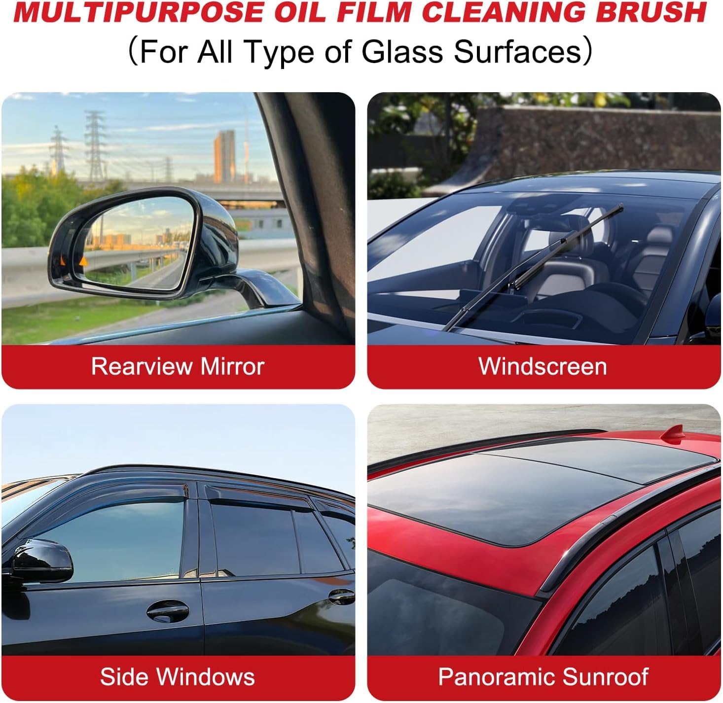 Automotive Oil Film Cleaning Brush & Glass Scraper - Car Windshield Cleaner Tool for Removing Oil Film, Improving Clarity & Visibility - Perfect for DIY Car Detailing & Windshield Maintenance