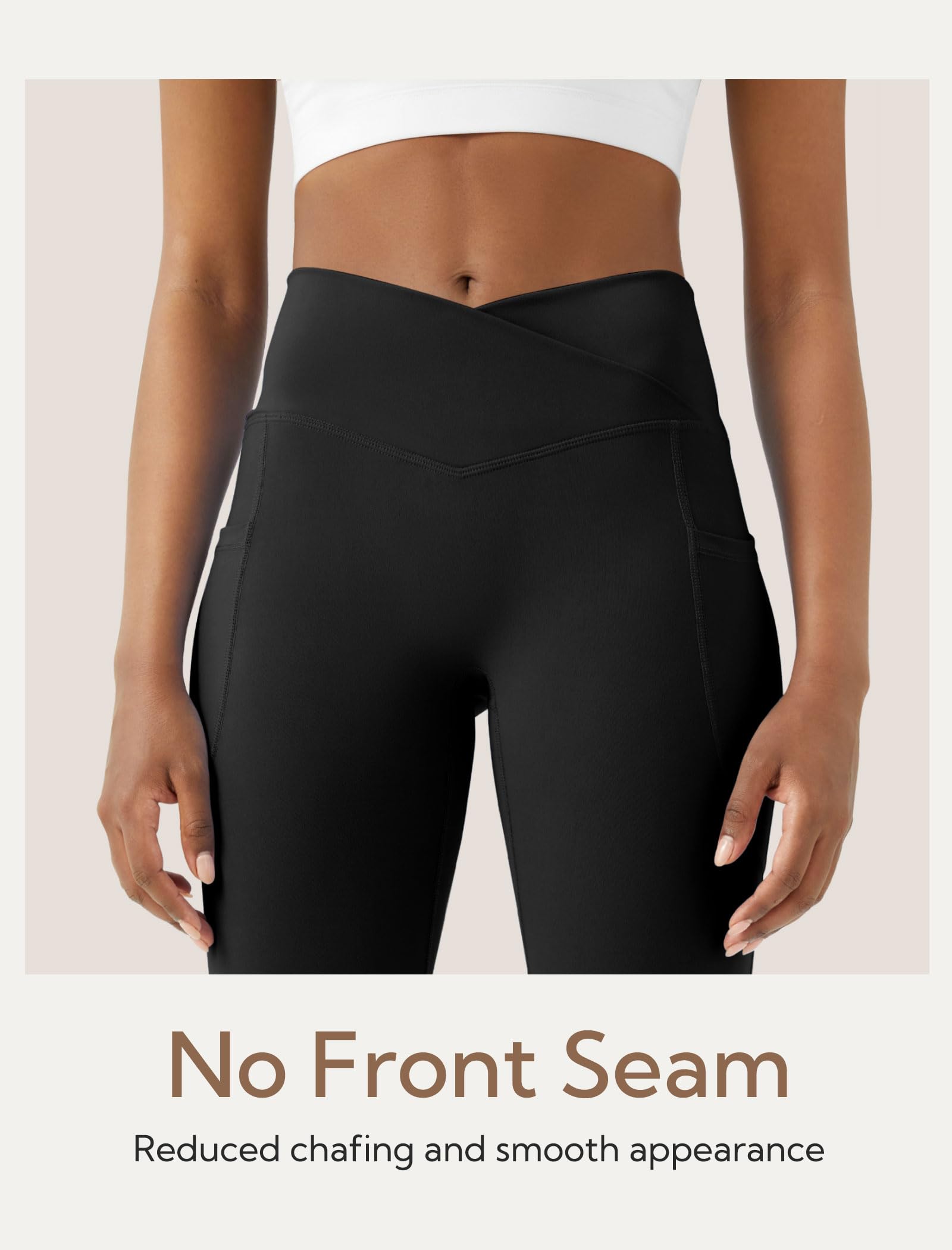 Women's High Waist Flare Yoga Pants with Pockets - Bootcut Bell Bottom Leggings for Yoga, Workout & Lounge | No Front Seam Comfortable Crossover Design