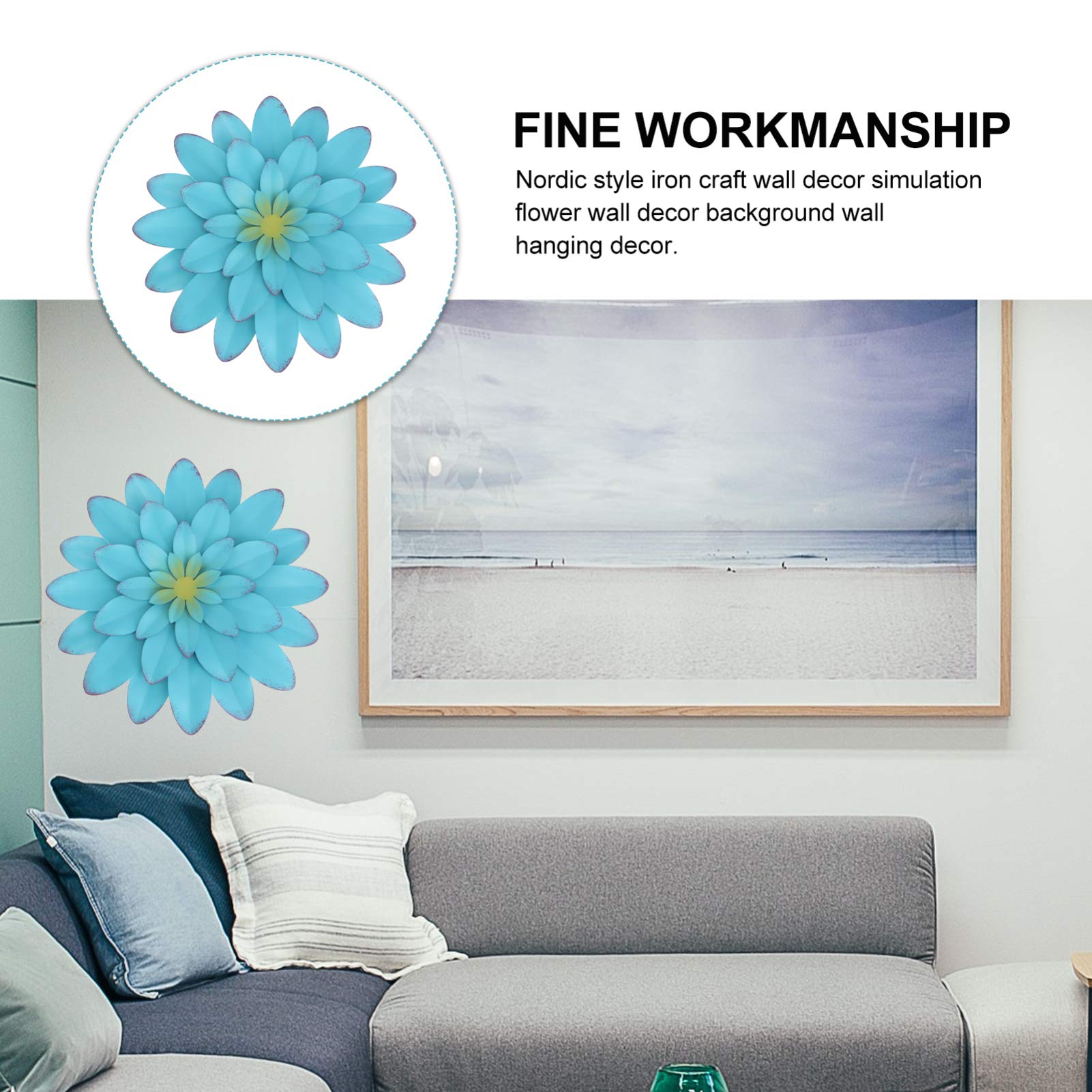 Yardwe Wrought Iron Flower Wall Hanging - Indoor Decor for Living Room