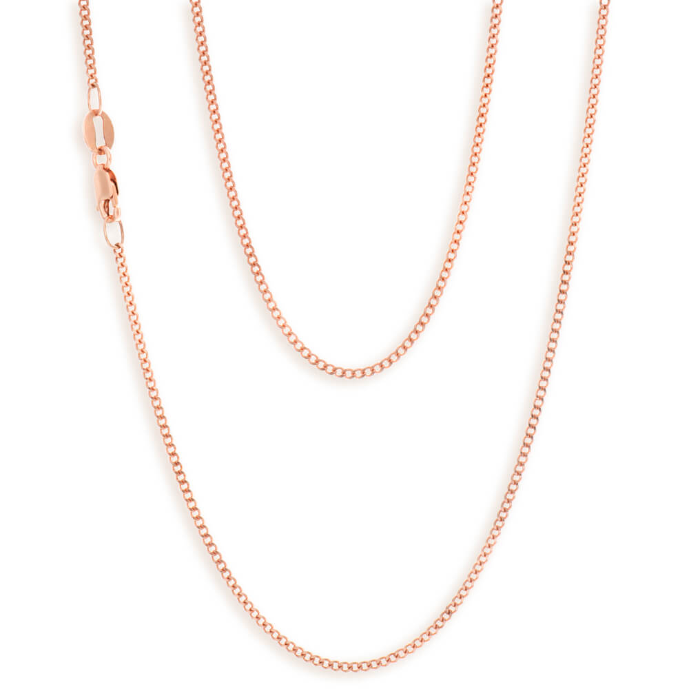 9ct Rose Gold Solid Diamond Cut 45cm 40 Gauge Curb Chain Necklace for Women - Elegant Jewelry Gift for Birthday, Anniversary & Special Occasions