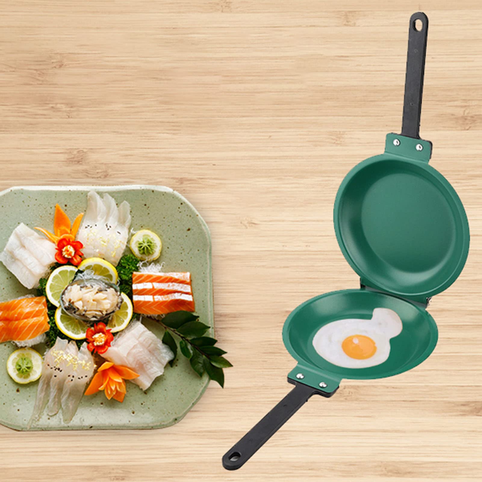 Haofy Non-Stick Double Sided Frying Pan - Flip & Fold Omelette Maker Skillet for Perfect Pancakes, Eggs & Crepes | Ideal for Breakfast Cooking & Camping | Household Kitchen Cookware