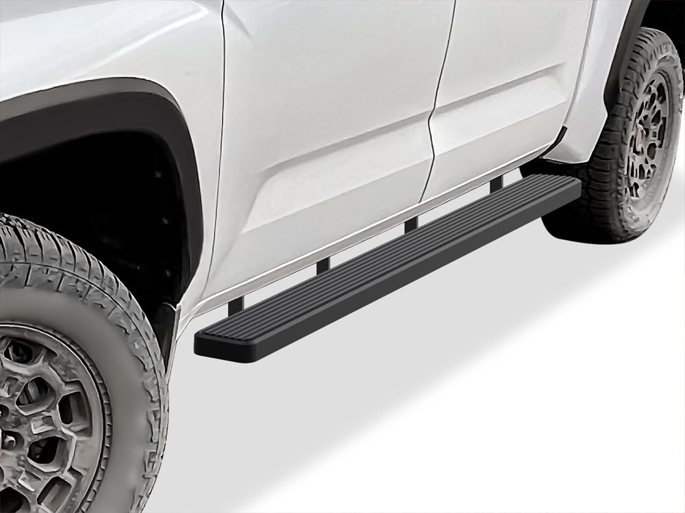 APS 5-Inch Matte Black Running Boards for 2022-2025 Toyota Tundra CrewMax | Stainless Steel Nerf Bars Side Steps | Off-Road Protection & Easy Entry