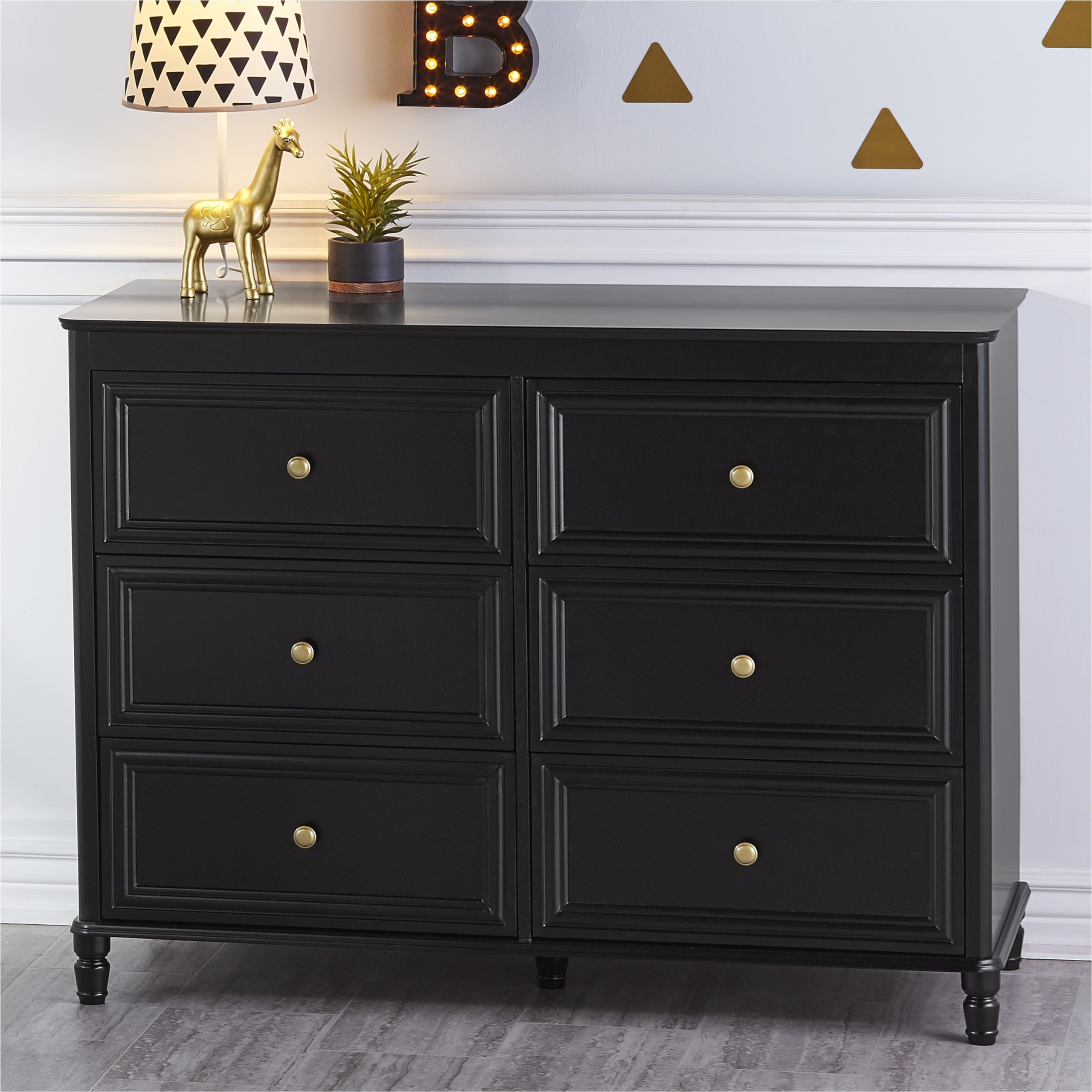 Little Seeds Piper 6-Drawer Dresser in Black - Stylish Kids' Bedroom Furniture for Storage & Organization