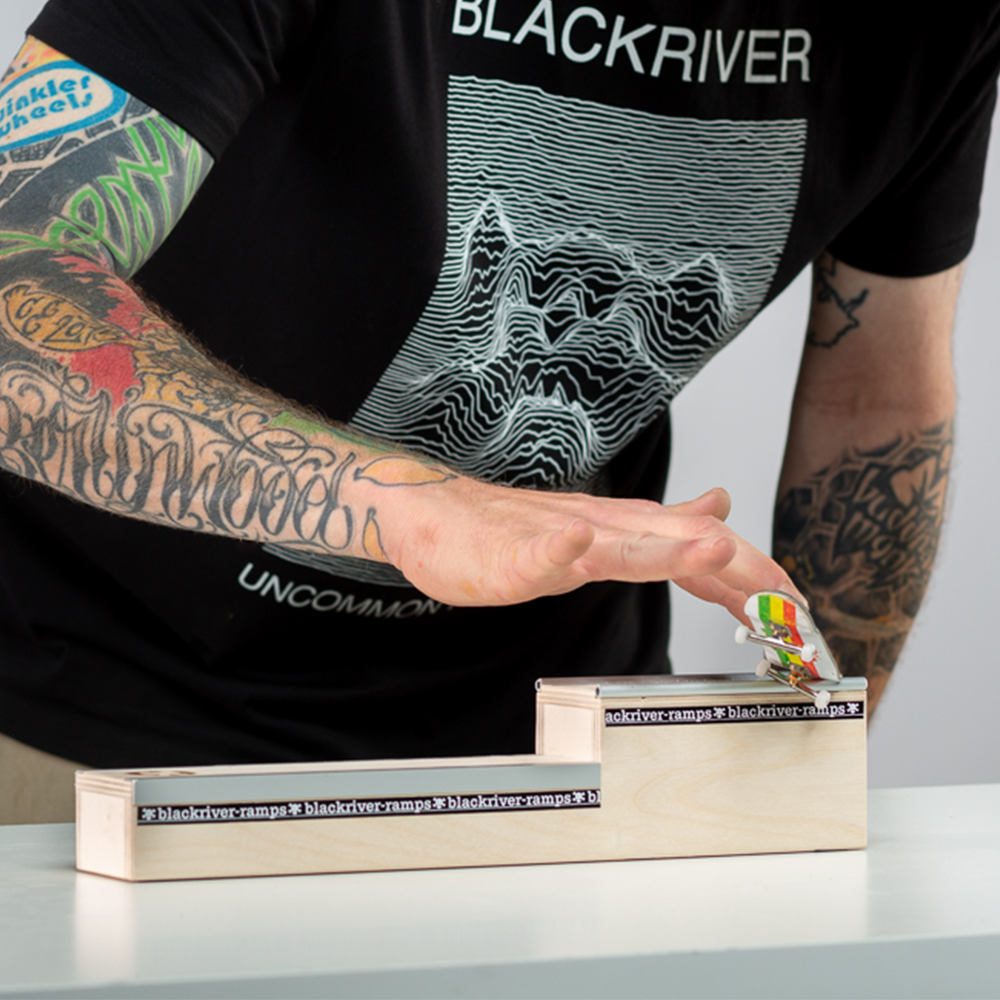 Blackriver Fingerboard Ramps - Two Level Skateboard Mini Ramp for Fingerboarding Tricks - Perfect for Home, Office & Skate Park Practice