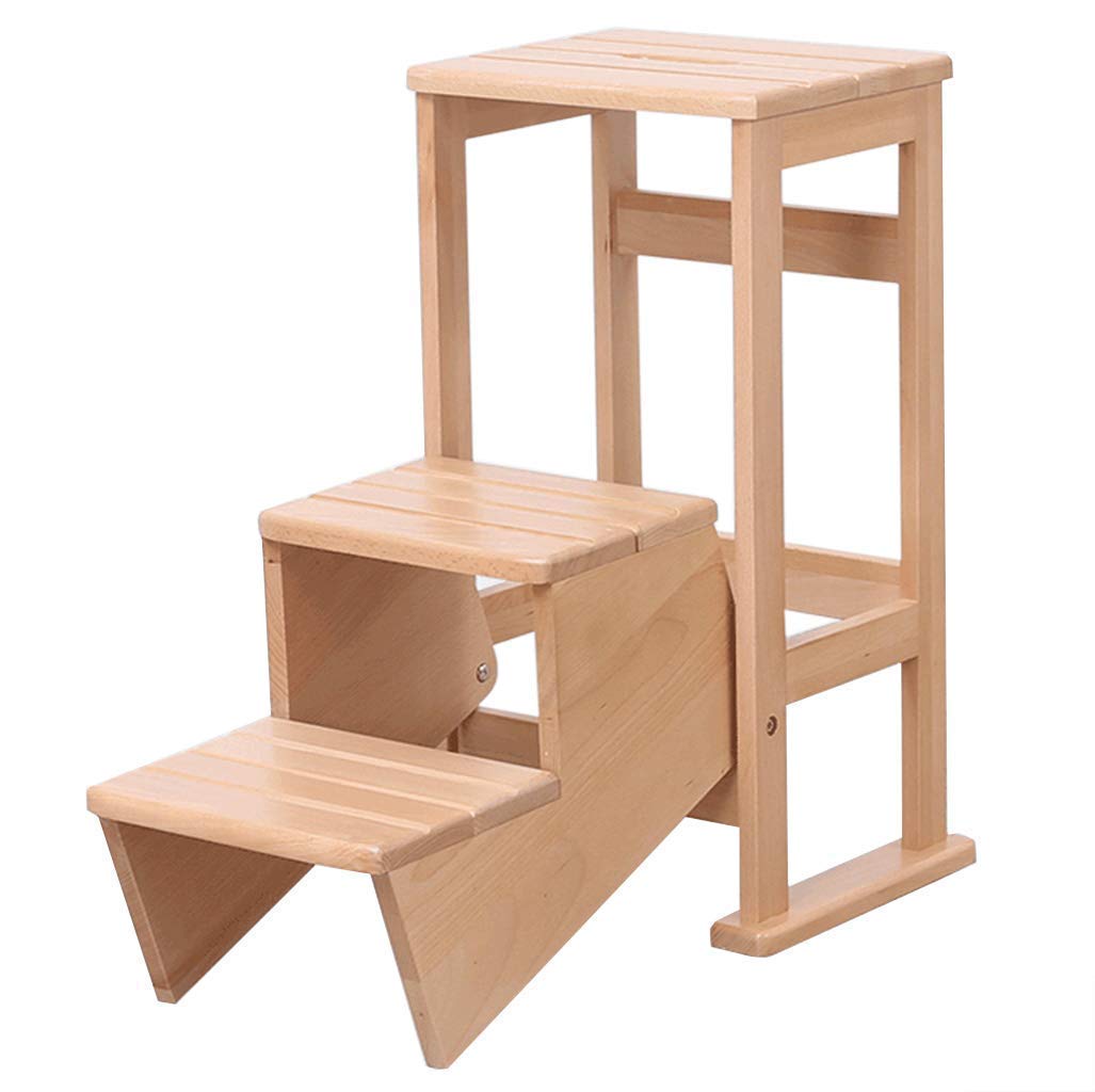 XHALERY Foldable Step Stool for Indoor Use - Portable Climbing Stool, Compact Folding Step Ladder with Seat, Multi-Purpose Shelf Ladder - Perfect for Kitchen, Bathroom, Kids' Room & Home Storage