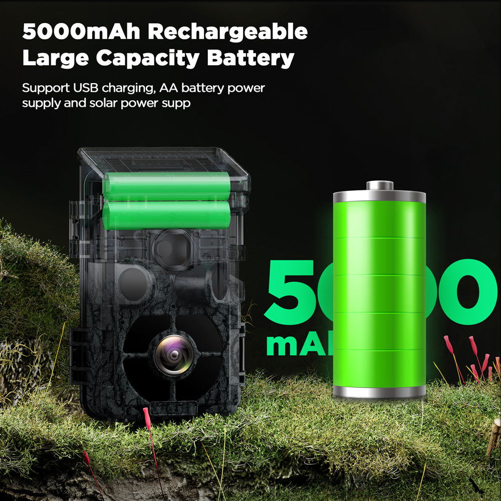 Campark TC01 4K 42MP WiFi Trail Camera with 5000mAh Rechargeable Battery - Waterproof Wildlife Hunting Game Camera for Outdoor Scouting, Home Security & Night Vision Monitoring