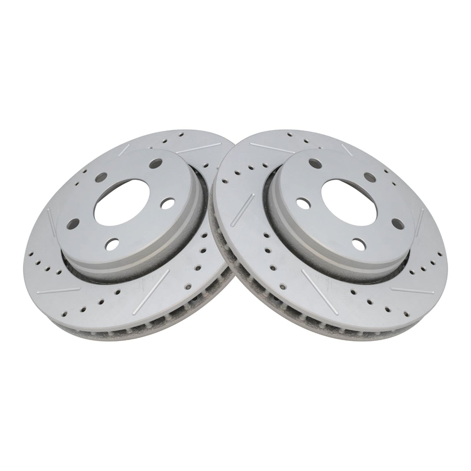 Premium G-Coated Cross Drilled & Slotted Front Performance Brake Rotors Set - Compatible with 2007-2017 Jeep Wrangler & 2018 Wrangler JK - Enhanced Stopping Power for Off-Road Adventures & Daily Driving