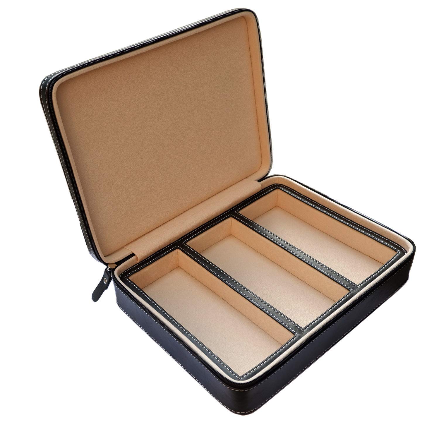 Beaufort 3-Slot PU Leather Eyeglass Case - Sunglasses Storage Box, Jewelry Display Organizer & Watch Box for Women & Men - Perfect for Travel, Home Decor & Gift Giving