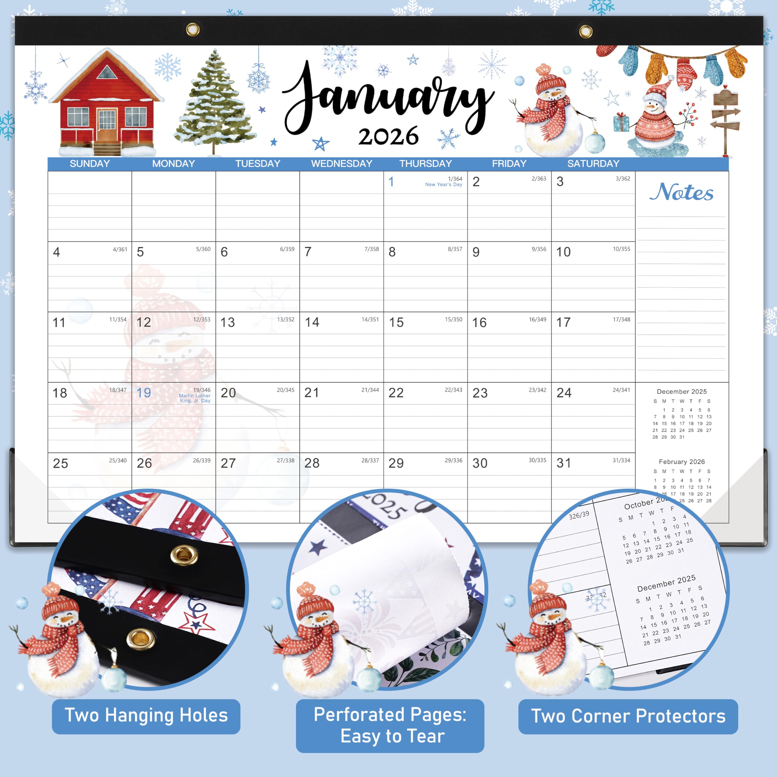 2025-2026 Desk Calendar | 18 Month Planner from July 2025 to December 2026 | 17
