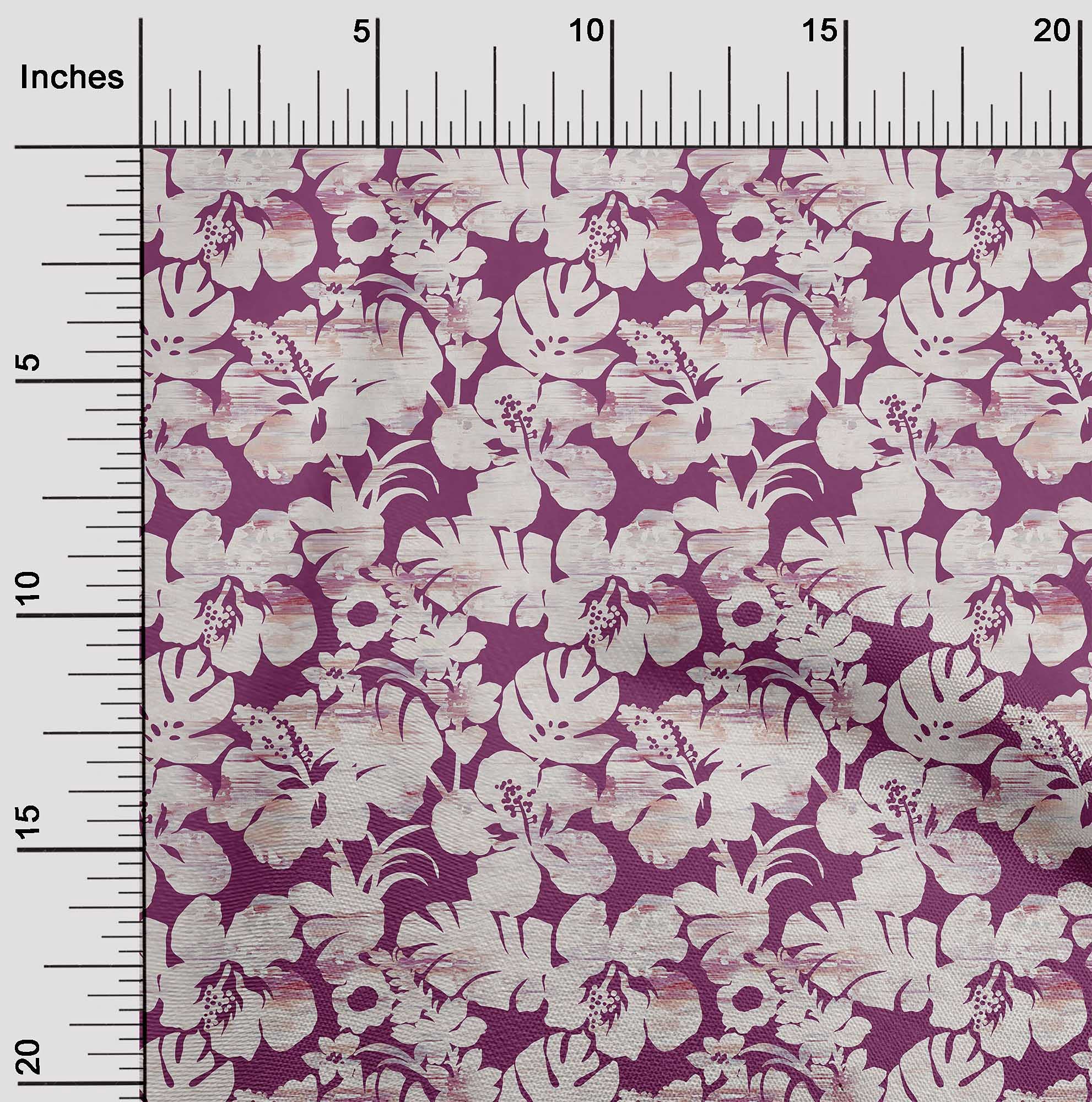 oneOone Polyester Spandex Fabric - 56 Inch Wide Printed Floral Leaves Design DIY Sewing Material for Dresses, Skirts & Home Decor Projects