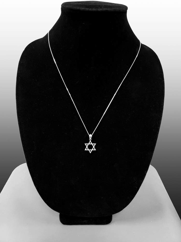 10K White Gold Star of David Charm Necklace - Elegant Jewish Jewelry for Women & Men - Perfect for Hanukkah, Bar Mitzvah & Everyday Wear