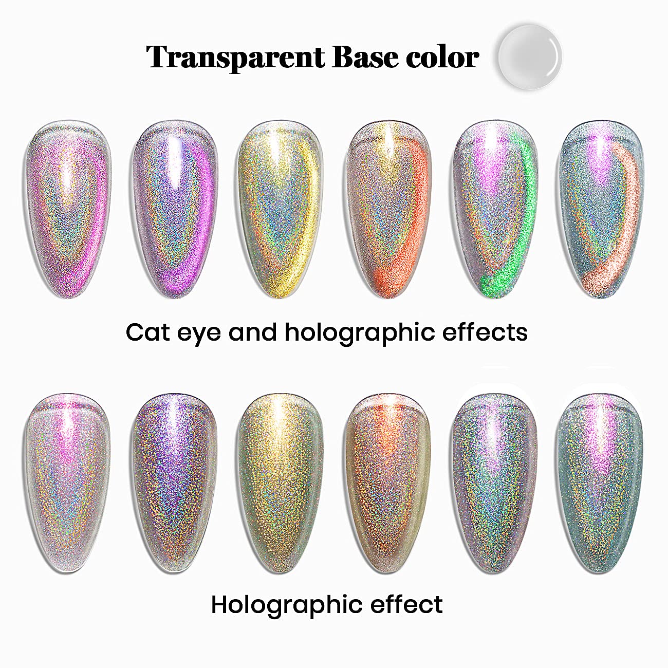 RARJSM Holographic Cat Eye Gel Nail Polish Set - 6PCS Magic Chameleon Galaxy Magnetic Nail Polish Kit with Glitter Diamond Effect (7.5ML) - Professional Salon Quality Manicure Varnish with Magnetic Stick - Perfect for Nail Art, Parties, and Special Occasions
