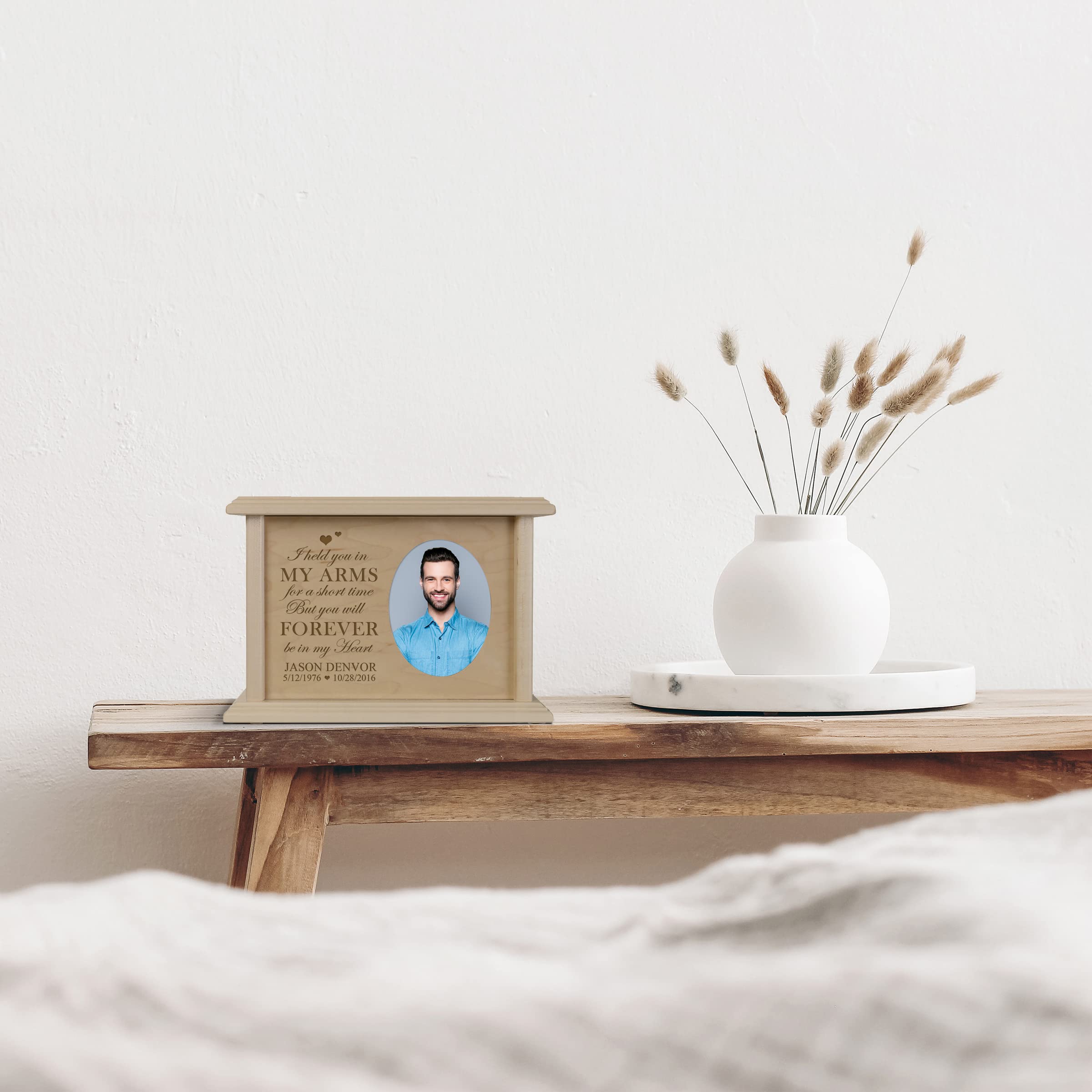 Lifesong Milestone Small Wooden Urn for Adult Ashes - Memorial Keepsake for Loved Ones - Handcrafted Picture Wall Urn for Men & Women - Perfect for Home Memorials, Funeral Services & Grieving Gifts