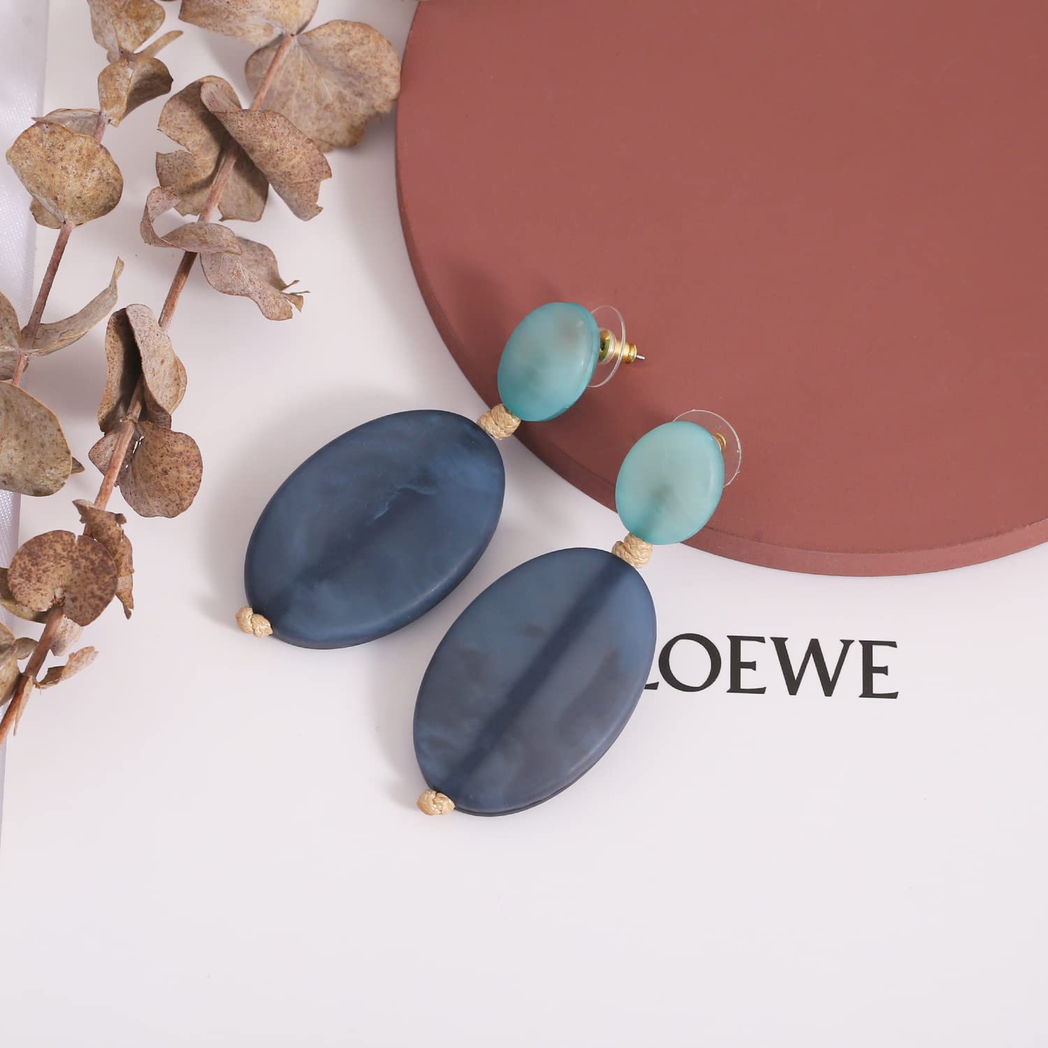 LILIE&WHITE Geometric Acrylic Resin Boho Earrings for Women - Multicolor Marbled Statement Dangle Earrings, Gold-Plated Retro Drop Earrings, Fashion Bohemian Jewelry - Perfect for Parties, Weddings & Everyday Wear