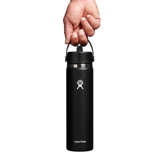 24 oz Wide Mouth Water Bottle with Flex Straw Cap - Leak Proof & BPA Free - Perfect for Gym, Hiking, Travel & Everyday Hydration