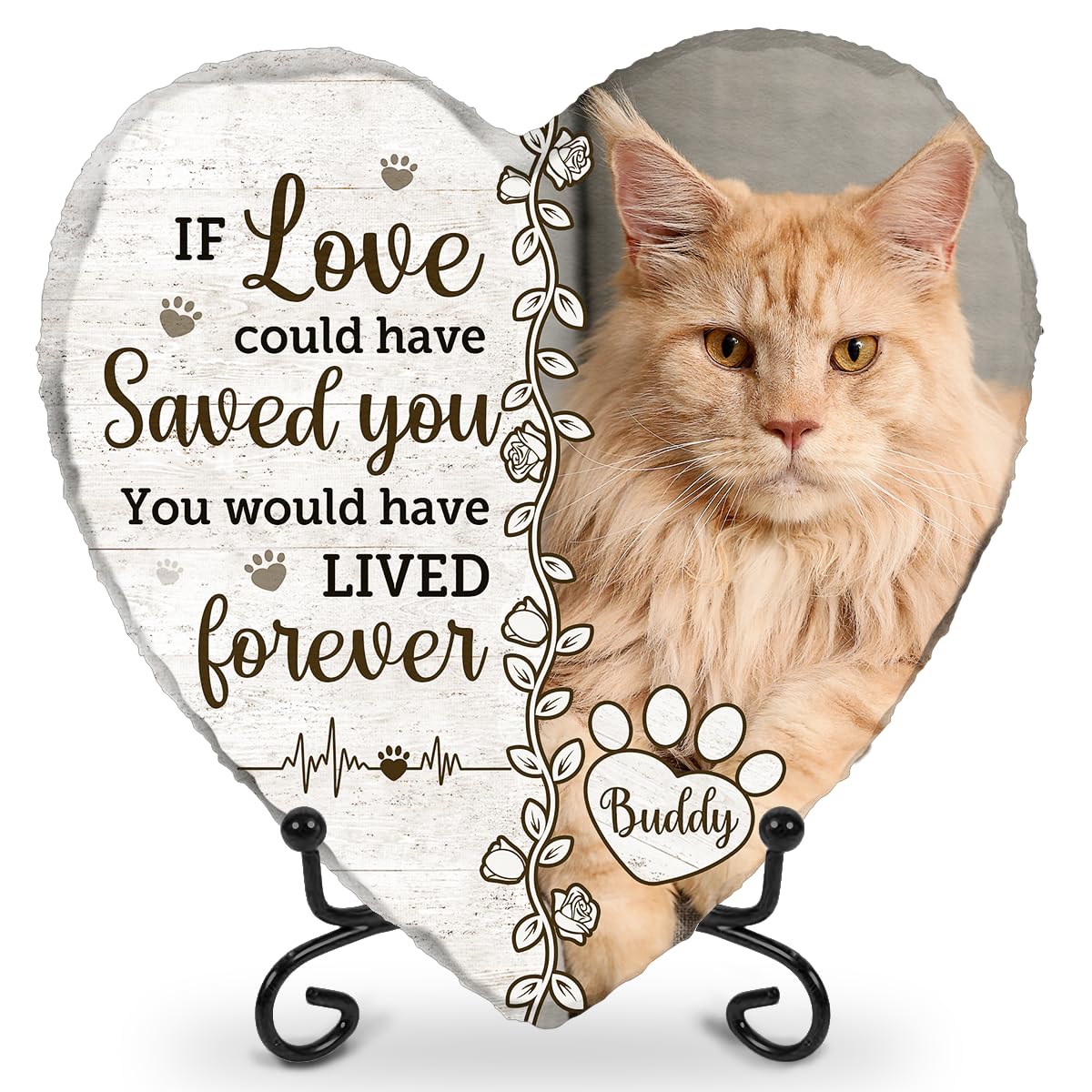 Personalized Cat Memorial Stone with Photo - Custom Pet Loss Gift for Cat Lovers | Sympathy Gift for Loss of Beloved Cat | In Loving Memory Keepsake | Perfect for Garden Memorials, Pet Graves & Healing After Losing a Feline Friend