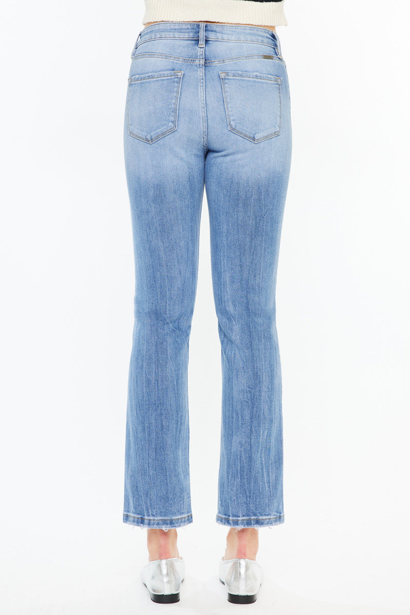 Angela Essentials High Rise Slim Crop Straight Jeans for Women - Stretchy Denim Pants, Comfortable & Flattering Fit - Perfect for Casual Outfits, Workwear & Everyday Style